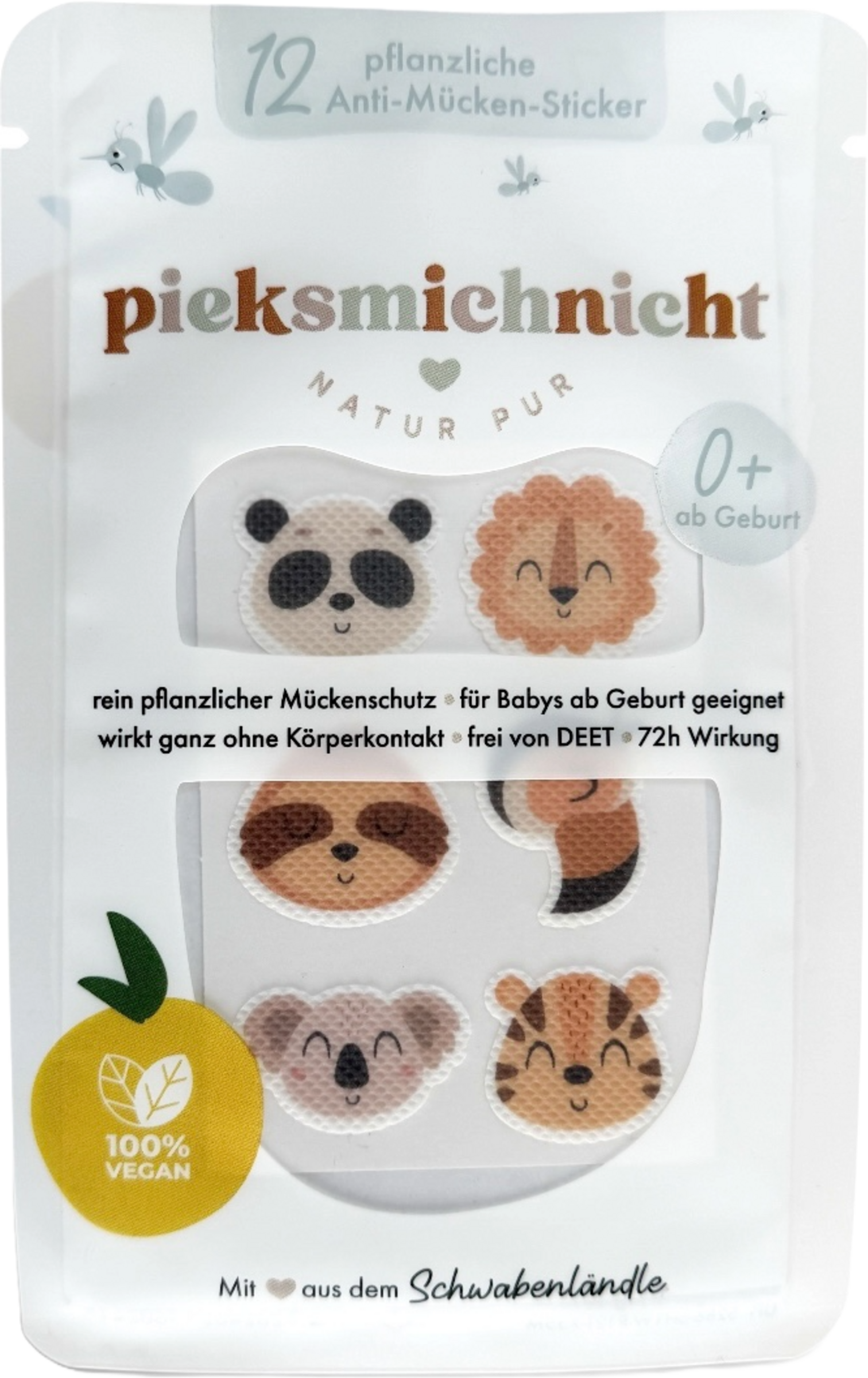 pieksmichnicht Pflanzliche Anti-Mücken-Sticker WILDLIFE EDITION
