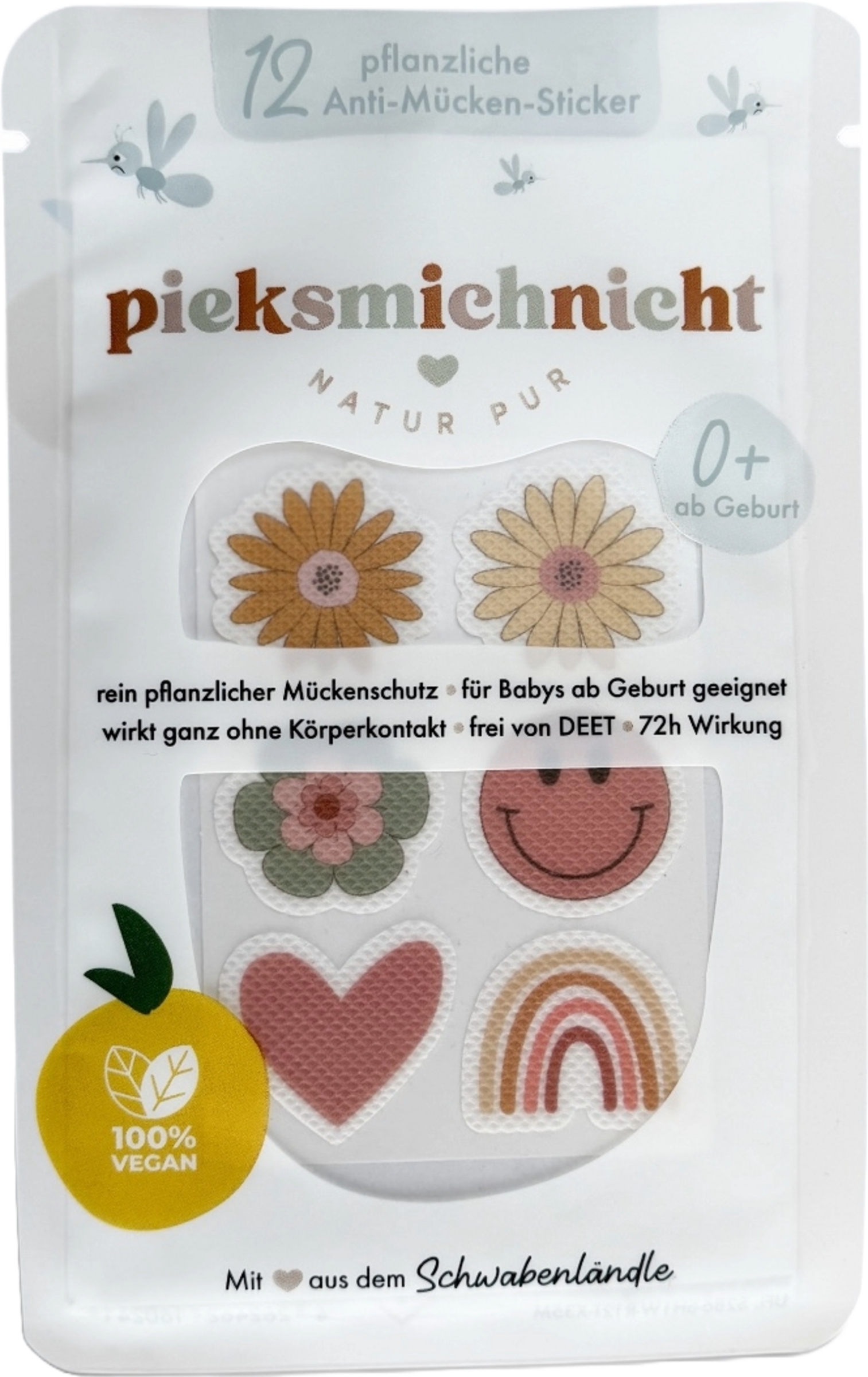 pieksmichnicht Pflanzliche Anti-Mücken-Sticker FLOWER POWER EDITION