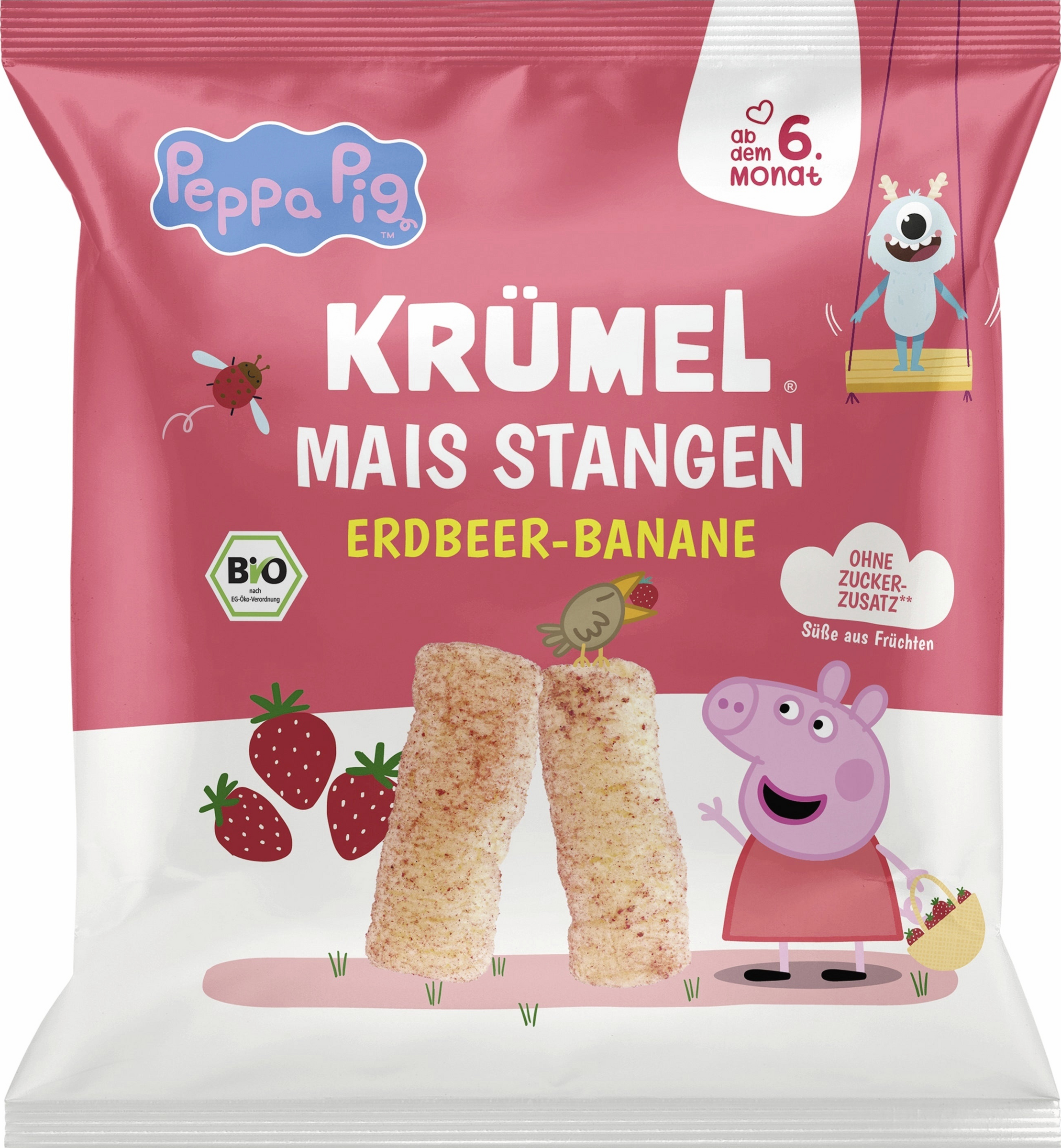 Krümel Bio Mais Stangen Peppa Erdbeer-Banane