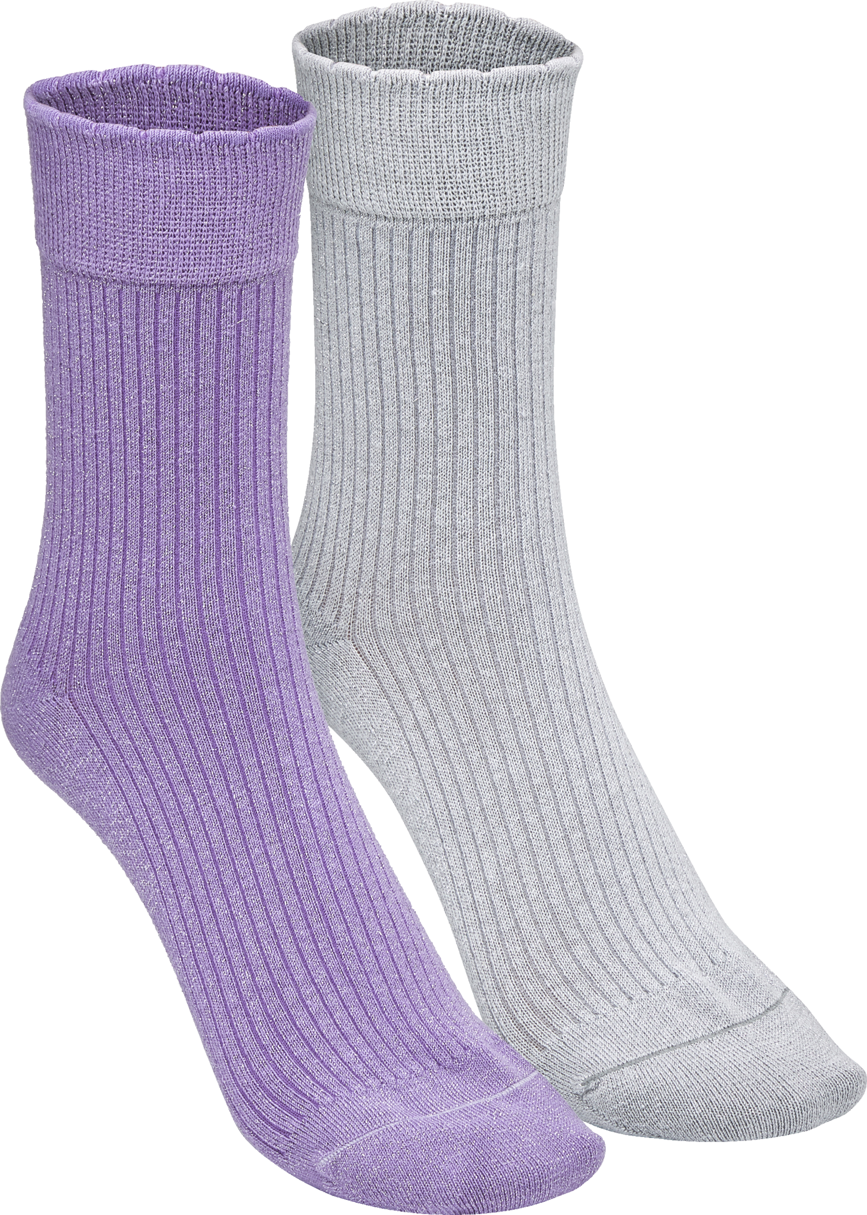 2er Set Glitzersocken hellgrau/lila Gr. 39/42