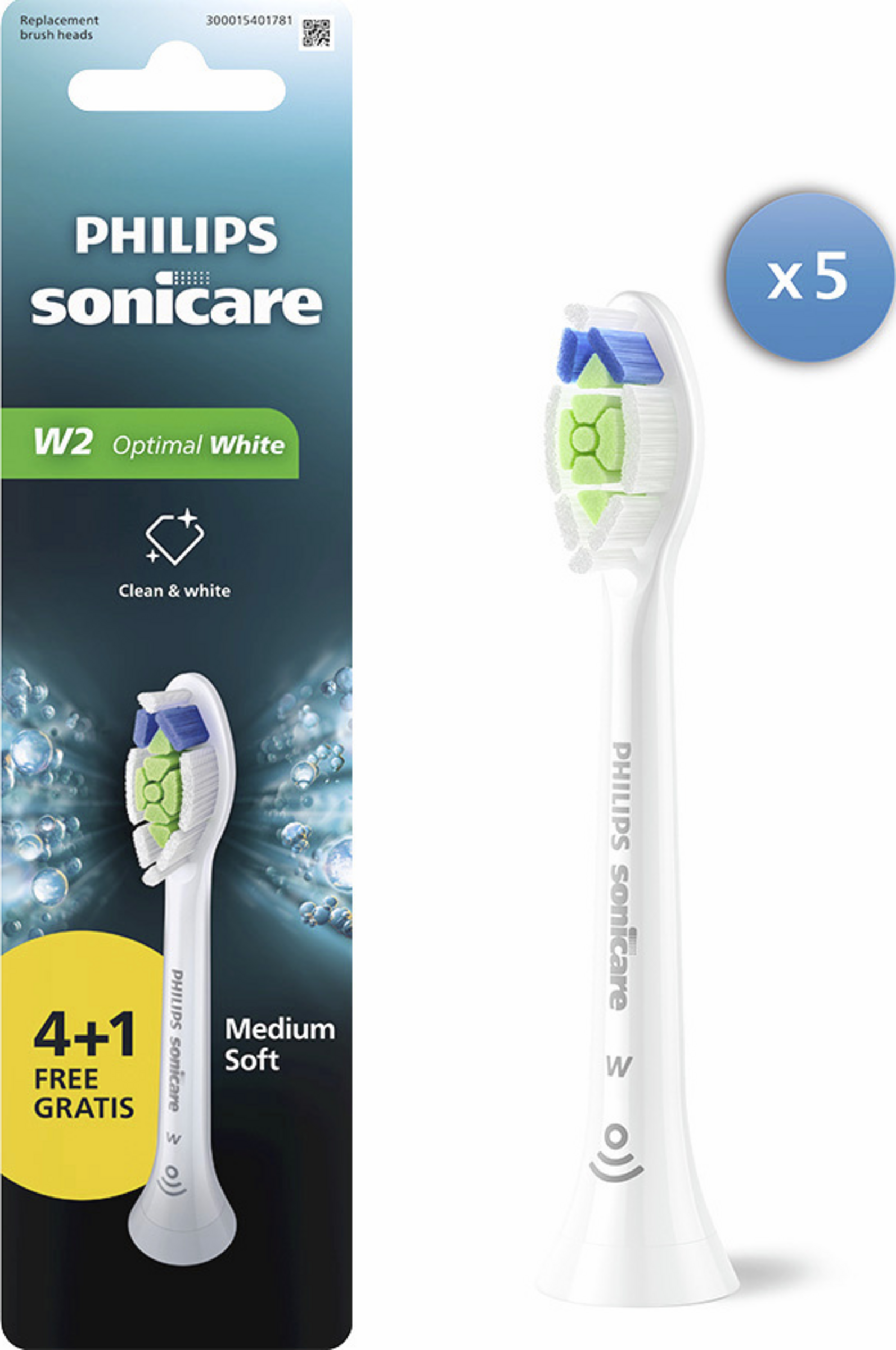 Aufsteckbürsten W2 Optimal White 4+1 HX6065/87 weiß