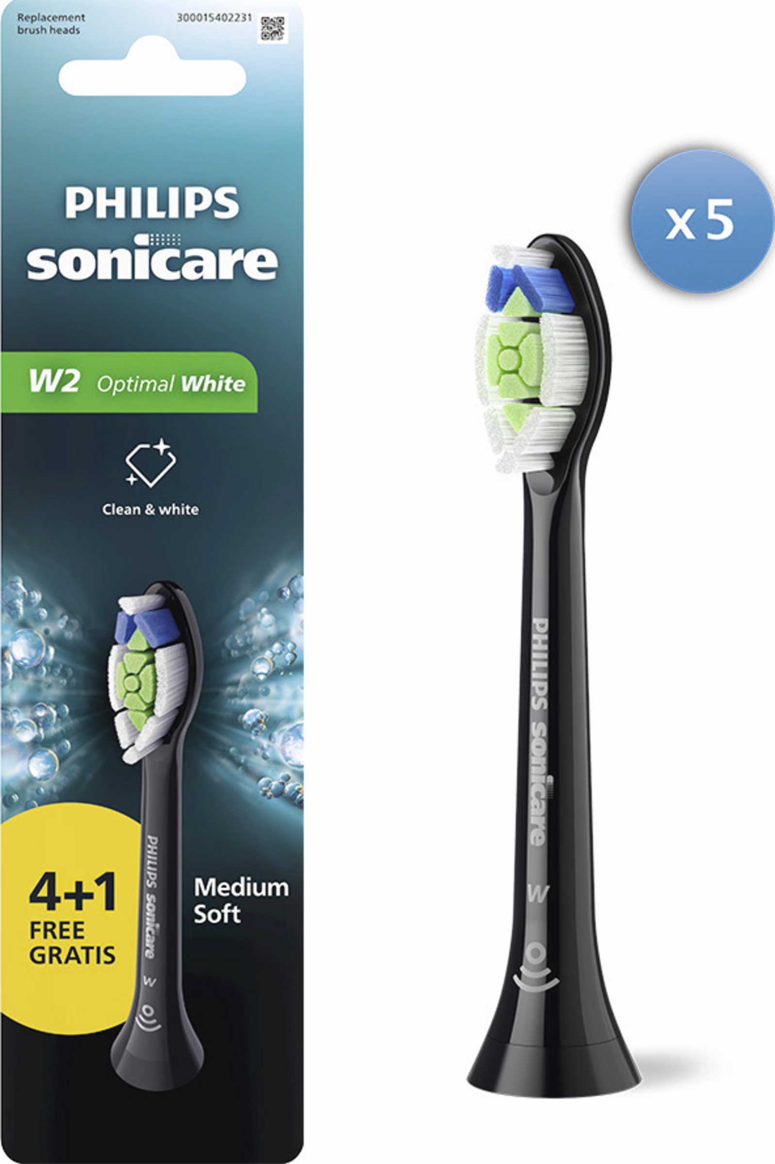 Aufsteckbürsten W2 Optimal White 4+1 HX6065/88 schwarz