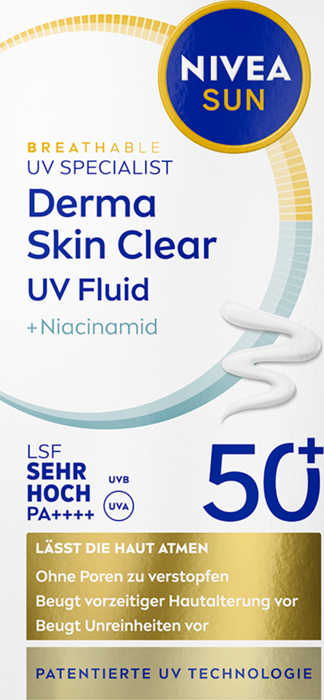 NIVEA SUN UV Schutz Gesicht Experte Derma Skin Clear UV-Fluid LSF 50+