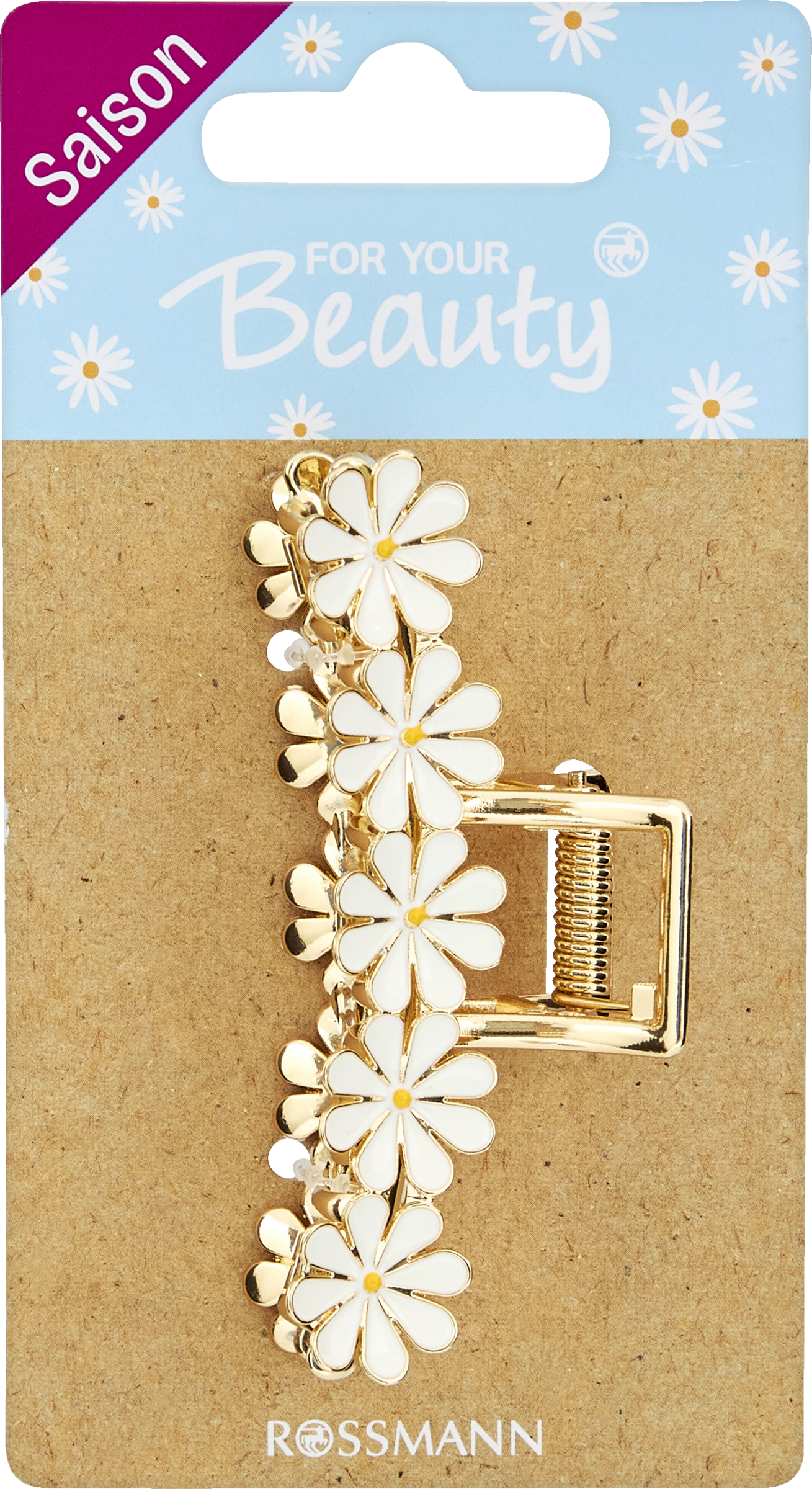 FOR YOUR Beauty Haarspange Gold mit weißen Blumen