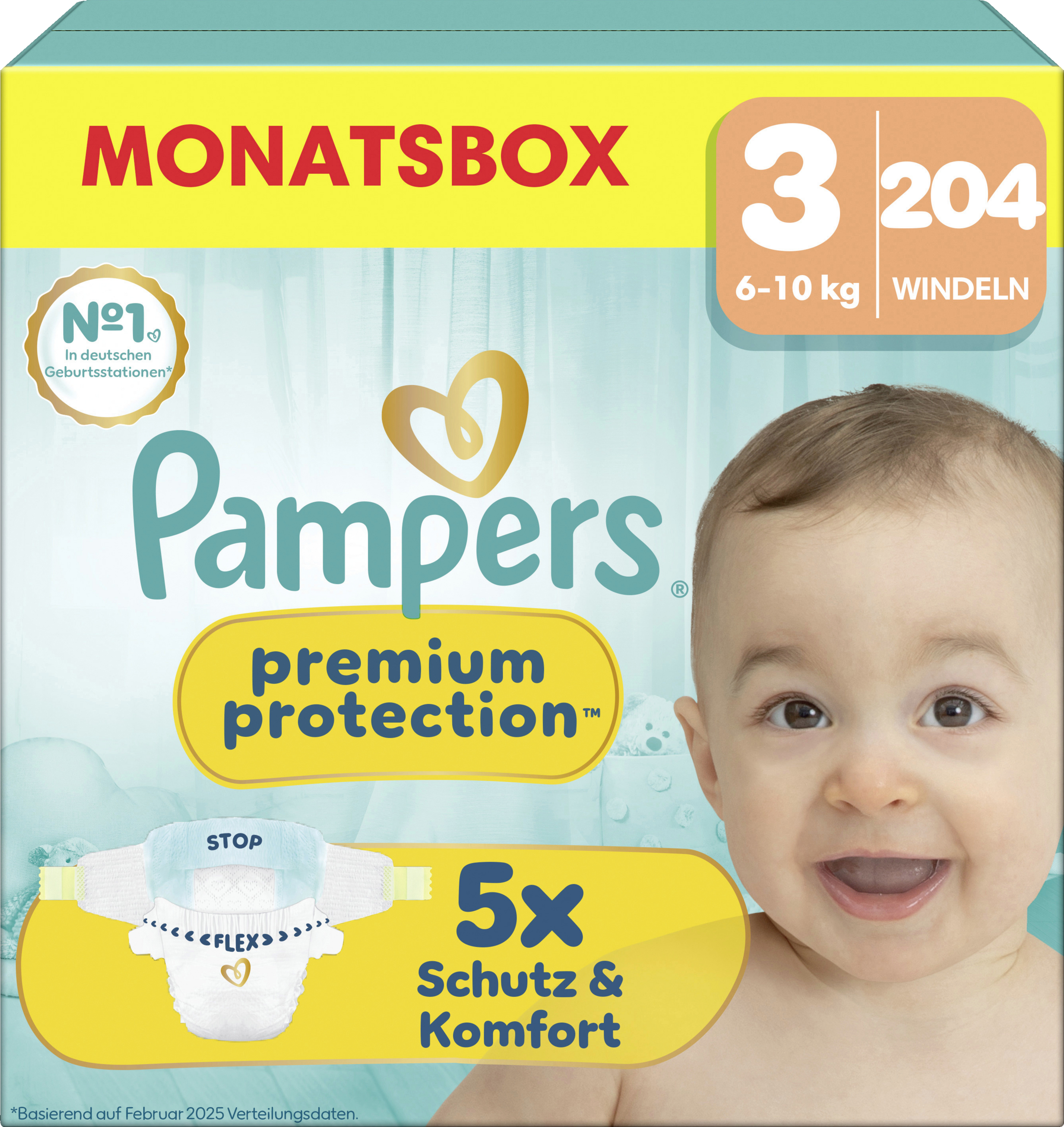 Premium Protection Windeln Gr. 3 Midi (6-10 kg) Monatsbox 204 Stück