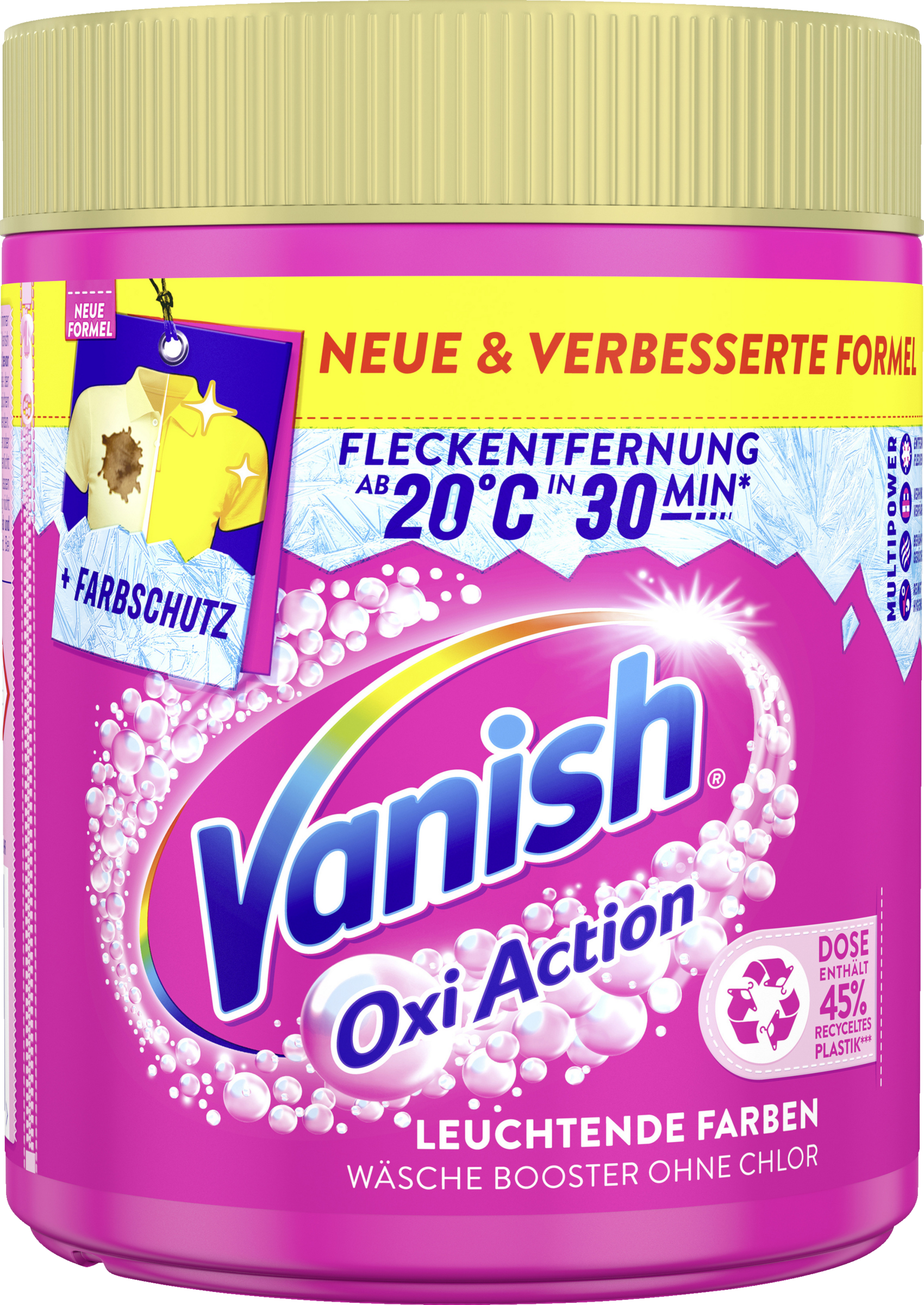 Vanish Oxi Action Pulver Fleckenentferner, ohne Chlor, Farbschutz, ab 20°C wirksam, 550g