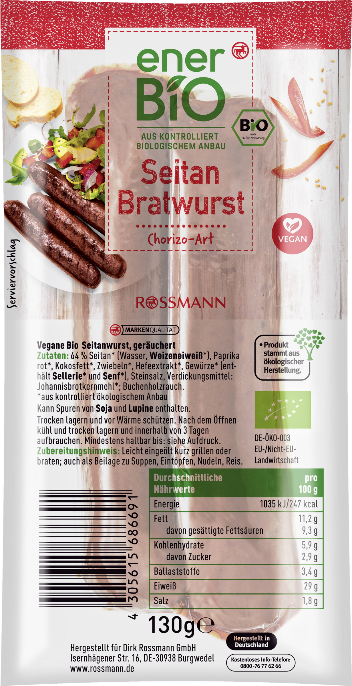 enerBiO Seitan Bratwurst Chorizo Art