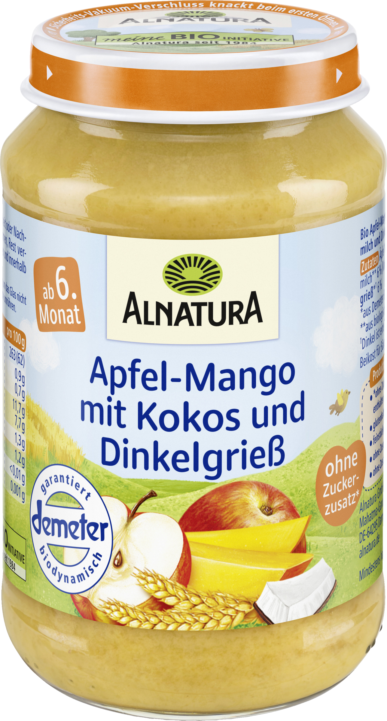 Alnatura Bio Apfel-Mango-Kokos-Dinkelgrieß