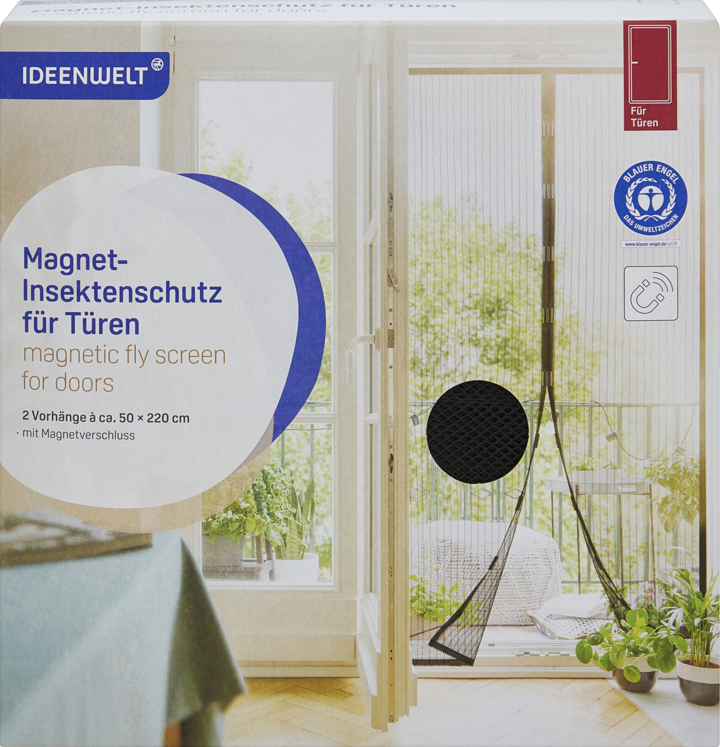 IDEENWELT Magnet-Insektenschutz Tür anthrazit
