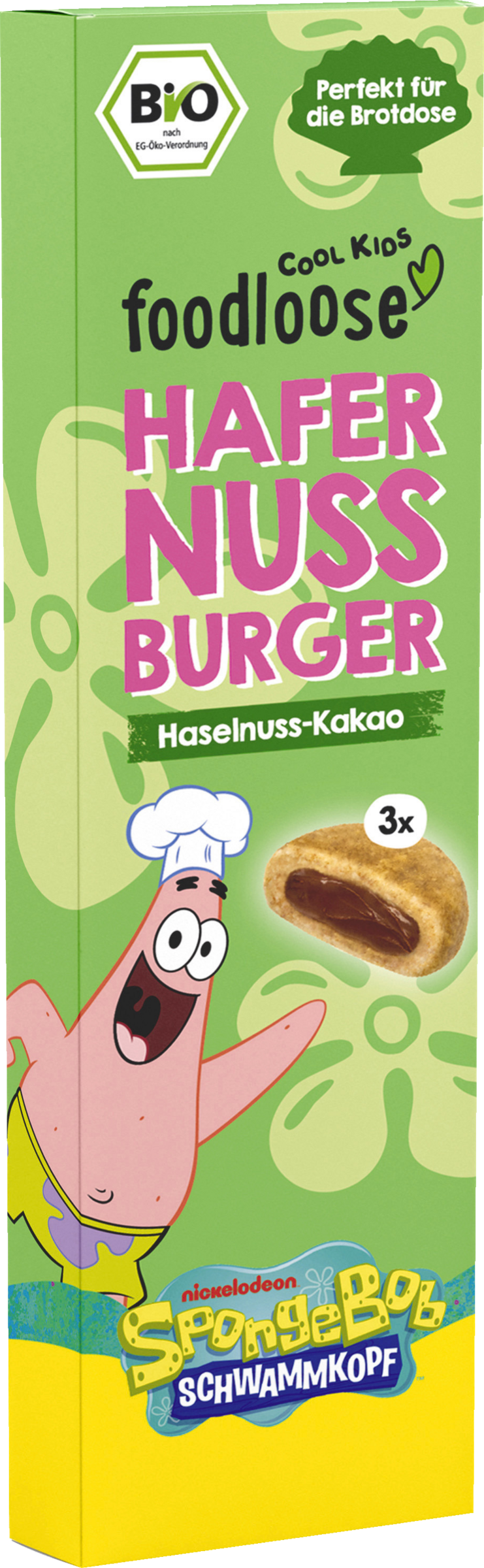 foodloose Bio Hafer Nuss Burger Haselnuss-Kakao SpongeBob