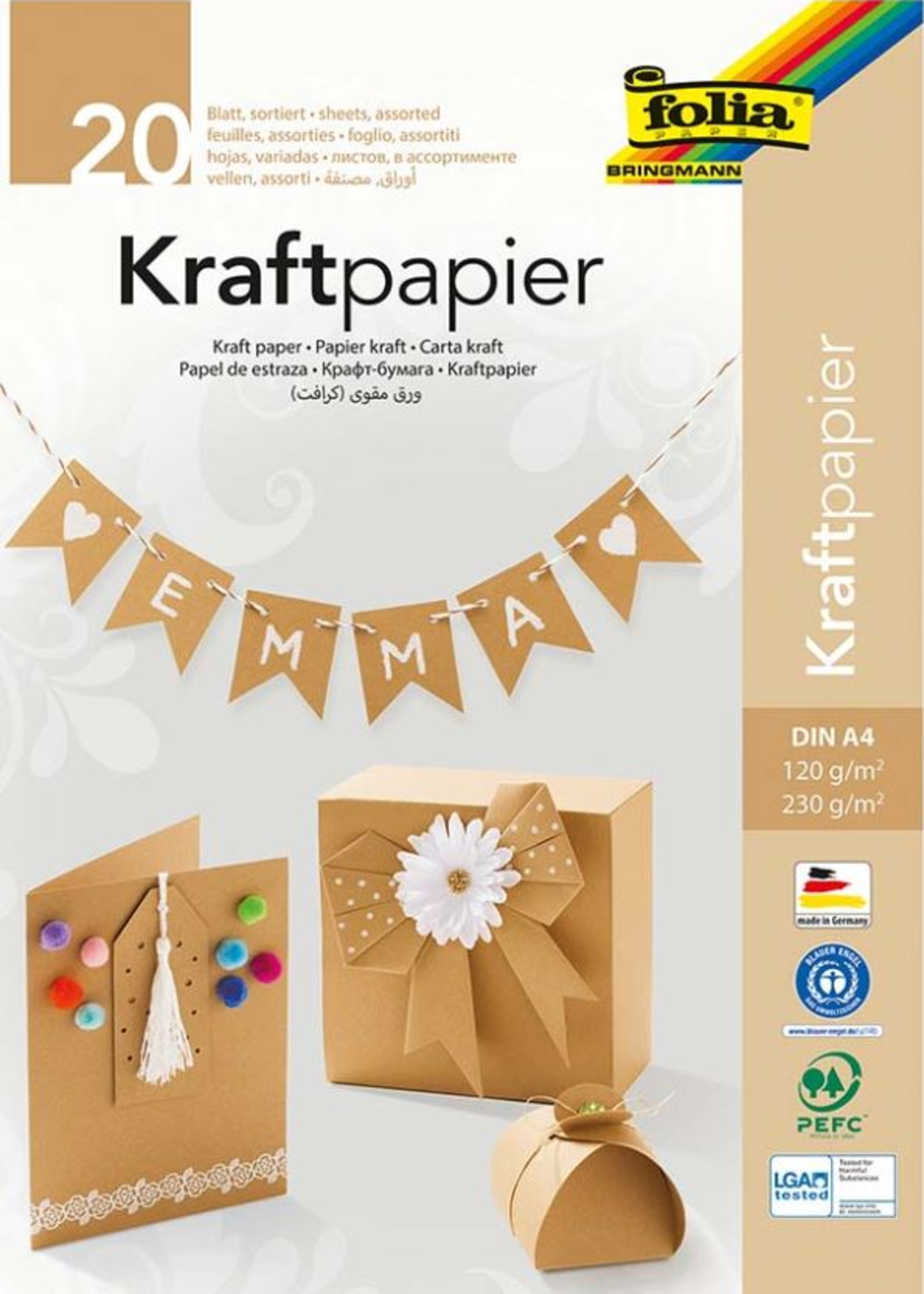 folia Kraftpapier und Kraftkarton, 20 Blatt