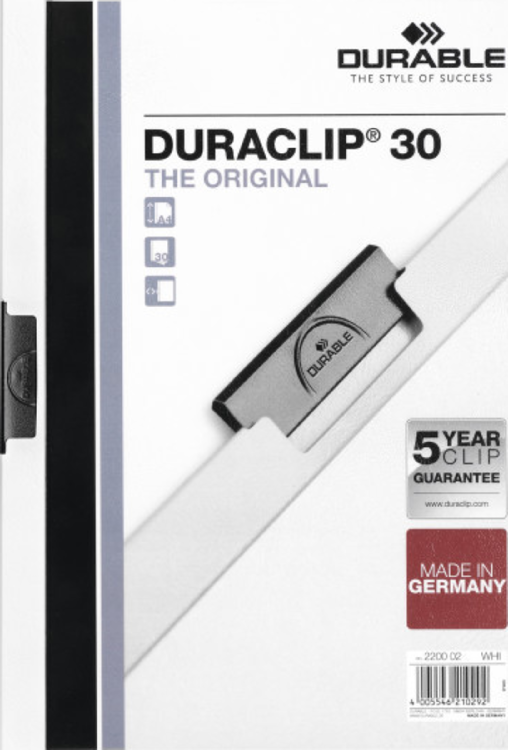 Durable Klemm-Mappe DURACLIP® 30, weiß