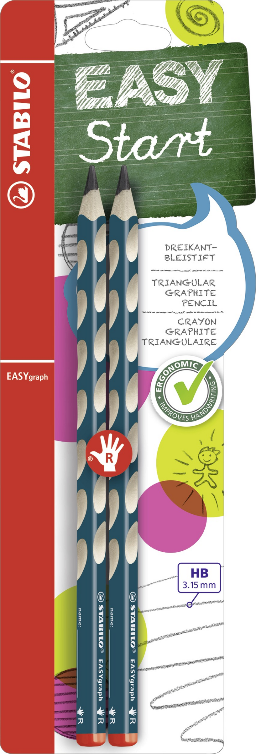 STABILO EASYgraph Ergonomischer Dreikant-Bleistift für Rechtshänder