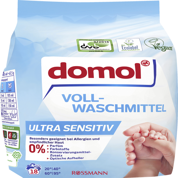 domol Vollwaschmittel Ultra Sensitiv Pulver 18 WL online kaufen rossmann.de