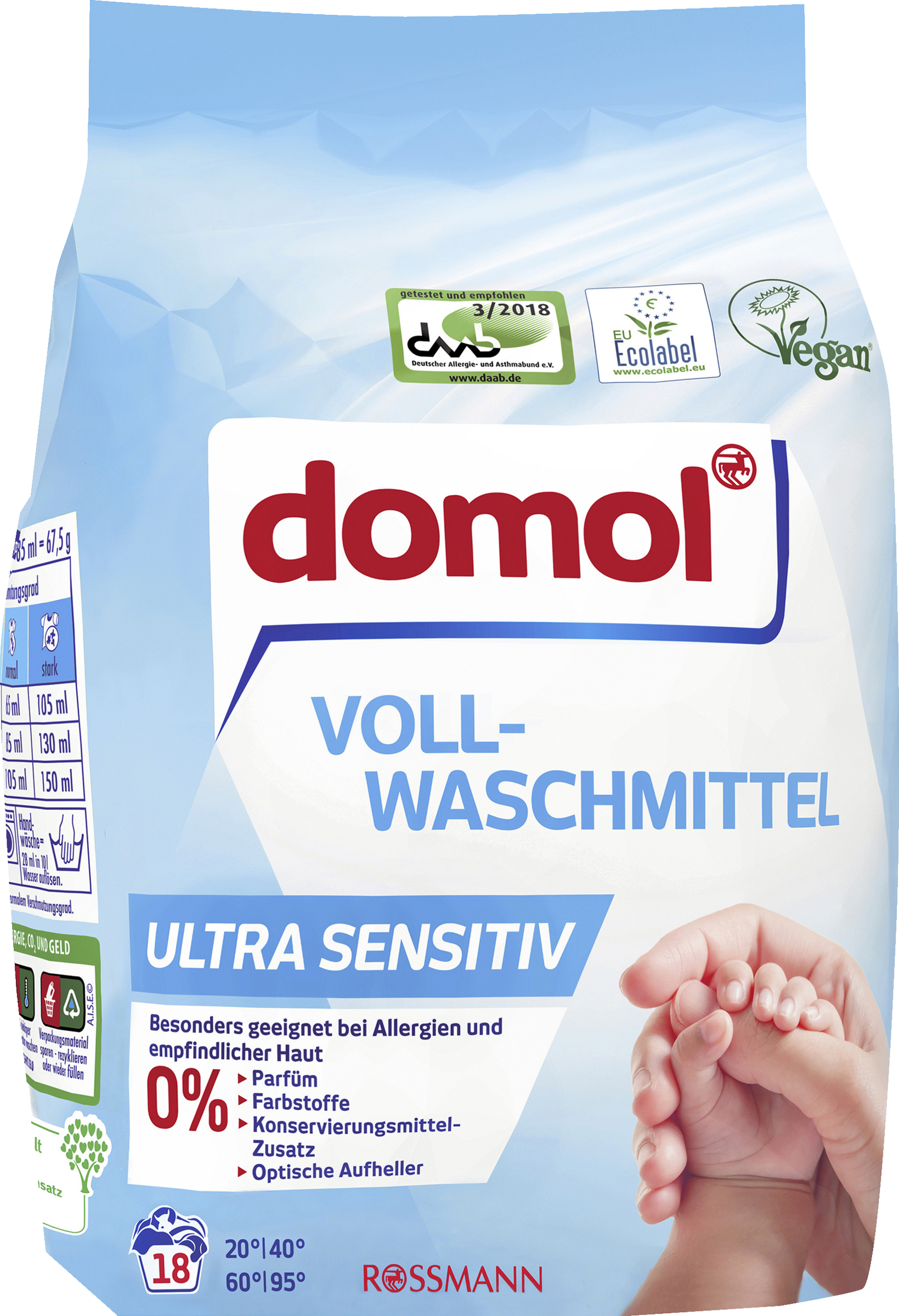 domol sensitiv Ultra Sensitiv-Vollwaschmittel Pulver 18 WL