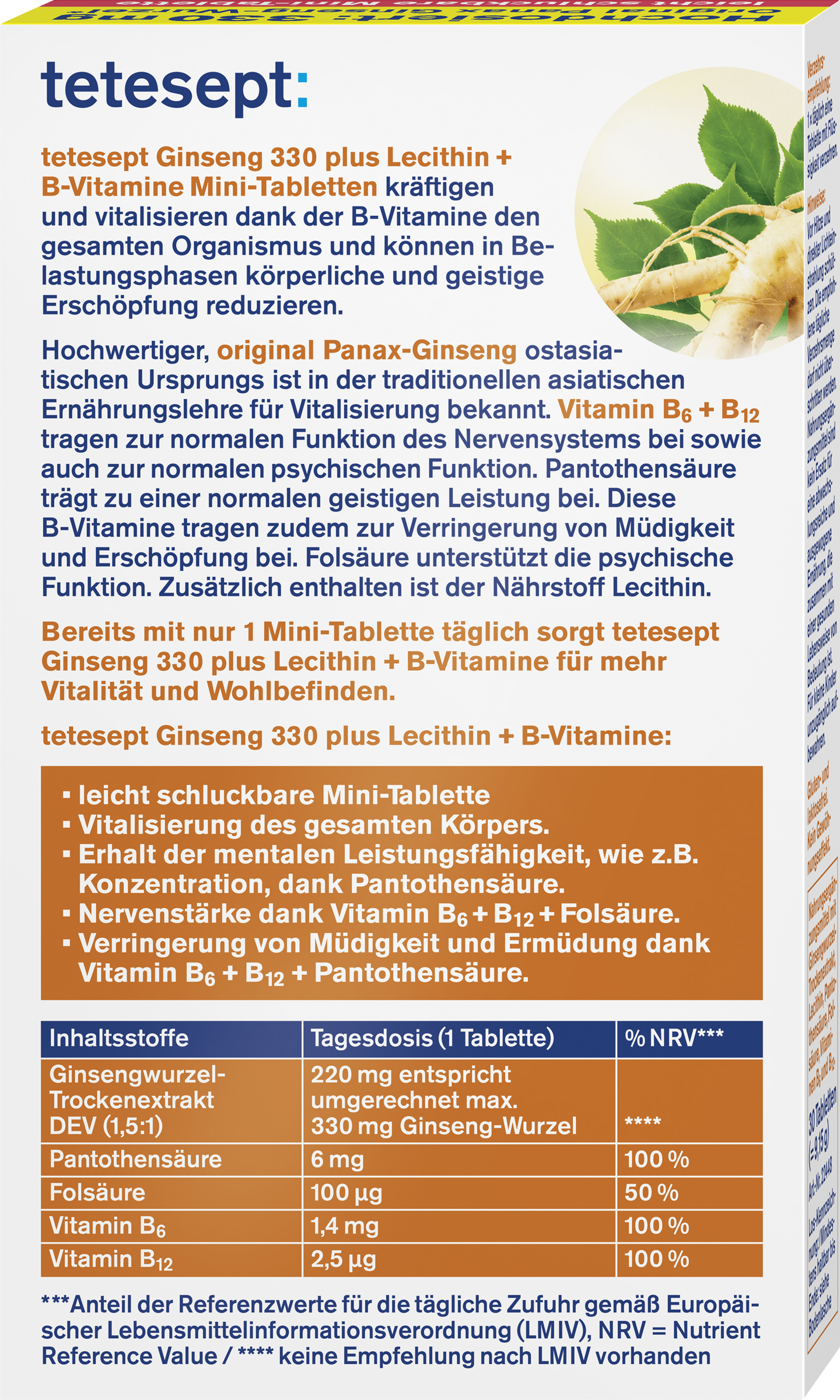 tetesept Ginseng 330 plus Lecithin + BVitamine online kaufen rossmann.de