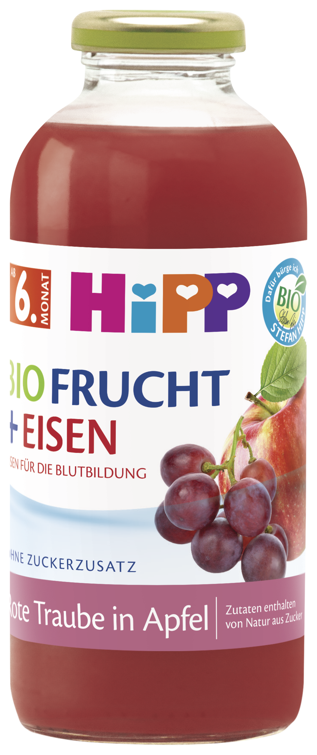 HiPP Bio Frucht + Eisen Rote Traube in Apfel Saft