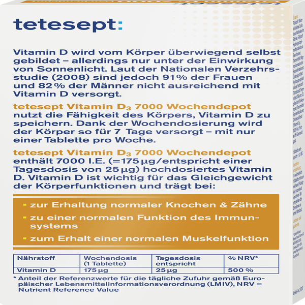 Tetesept Vitamin D3 7000 Wochendepot Tabletten Online Kaufen Rossmann De