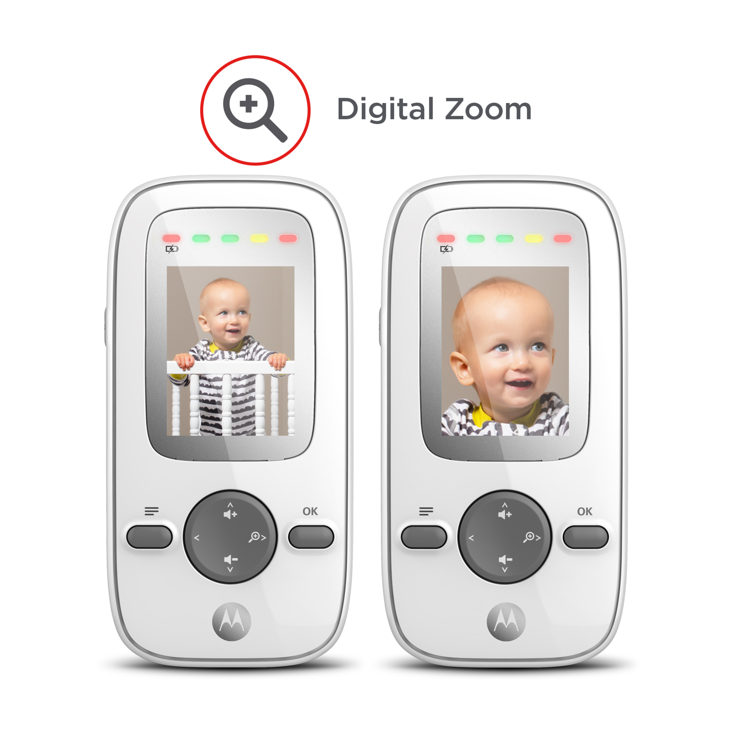Silber Infrarot-Nachtsicht hochempfindlichem Mikrofon Digitalem Zoom Video Babyphone mit tragbarer Elterneinheit Motorola Nursery VM481 