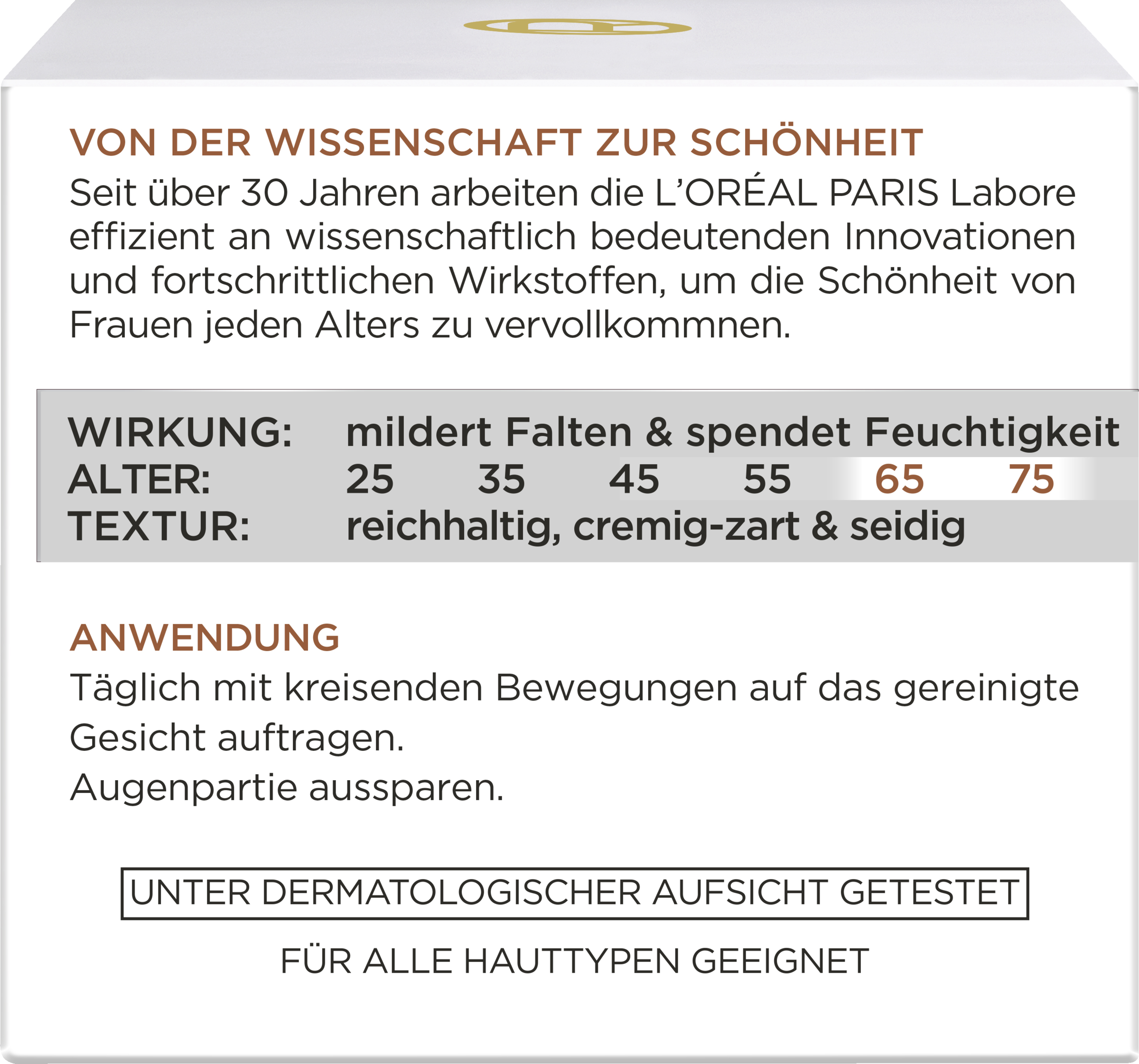 Loreal Anti Falten Experte 65 Test L’Oréal Paris Gesichtscreme Anti-Falten Experte 65+ Tagespflege online