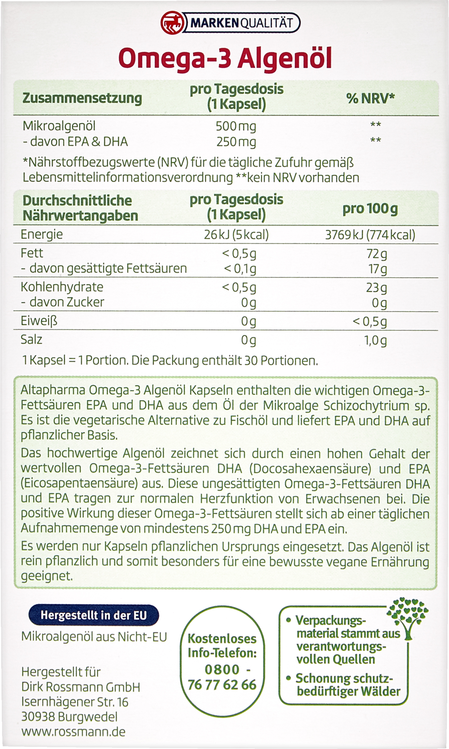 altapharma Omega3 Algenöl online kaufen rossmann.de