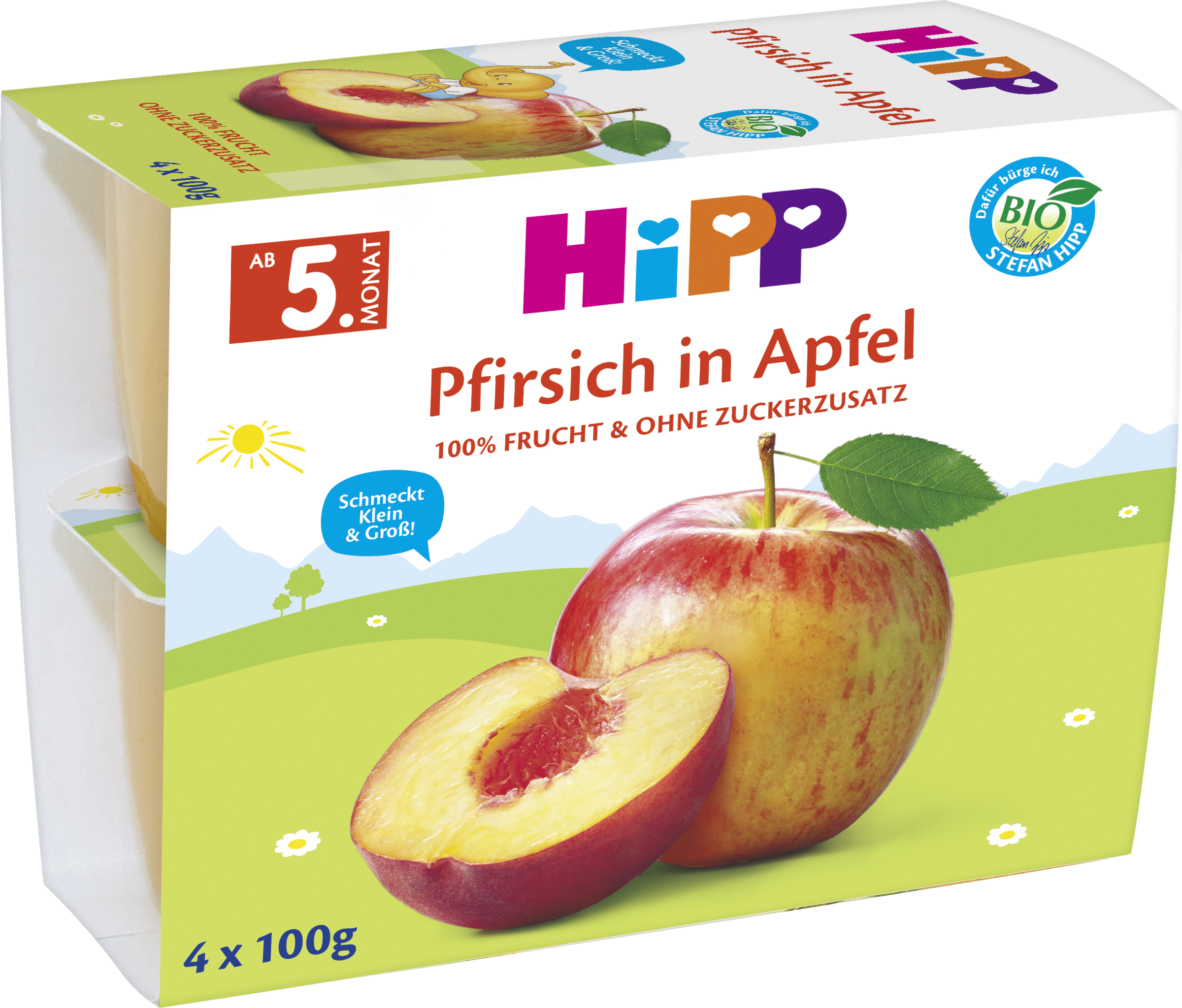 HiPP Bio Pfirsich in Apfel ab 5. Monat (4x100g)