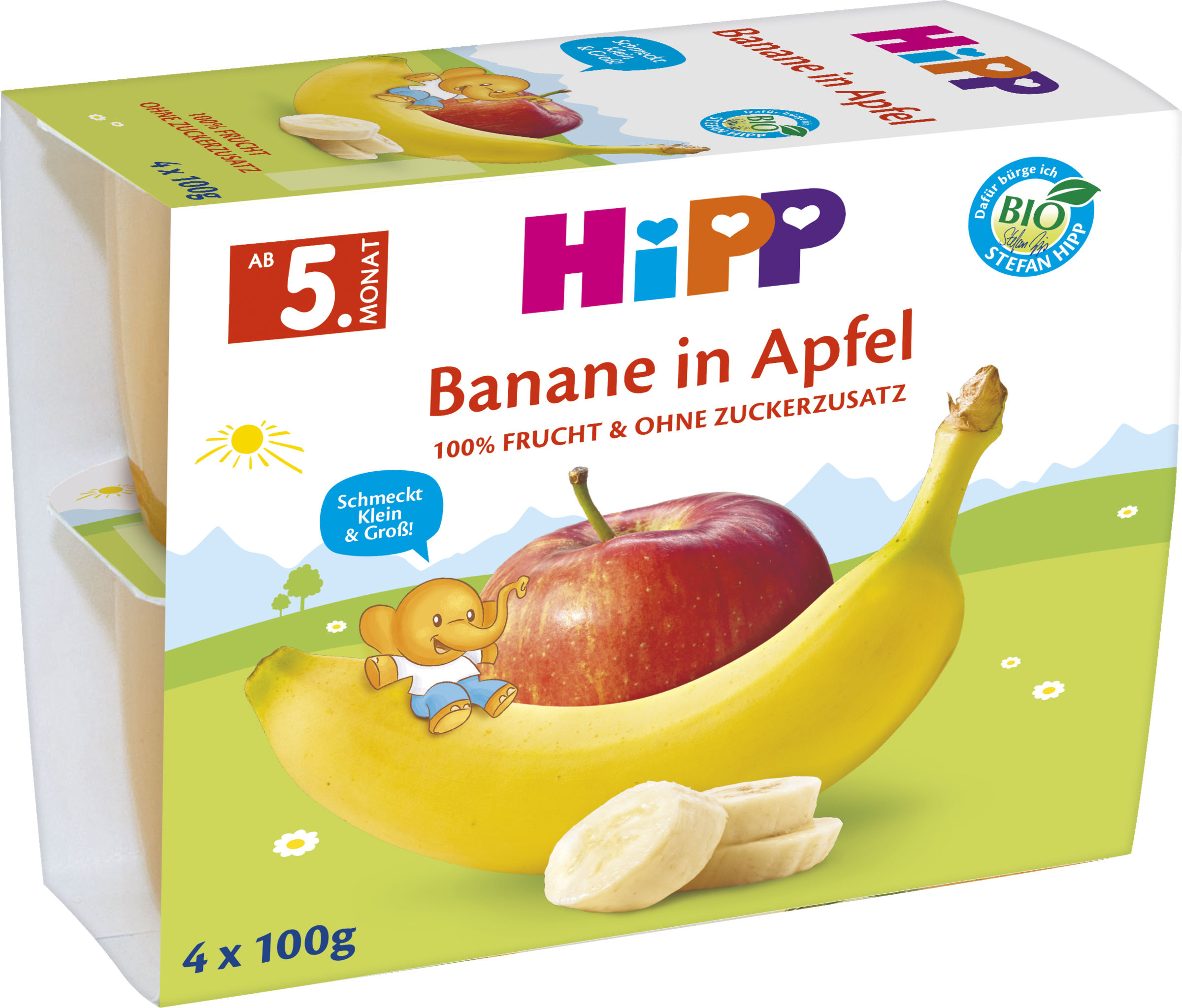 HiPP Bio Banane in Apfel ab 5. Monat (4x100g)