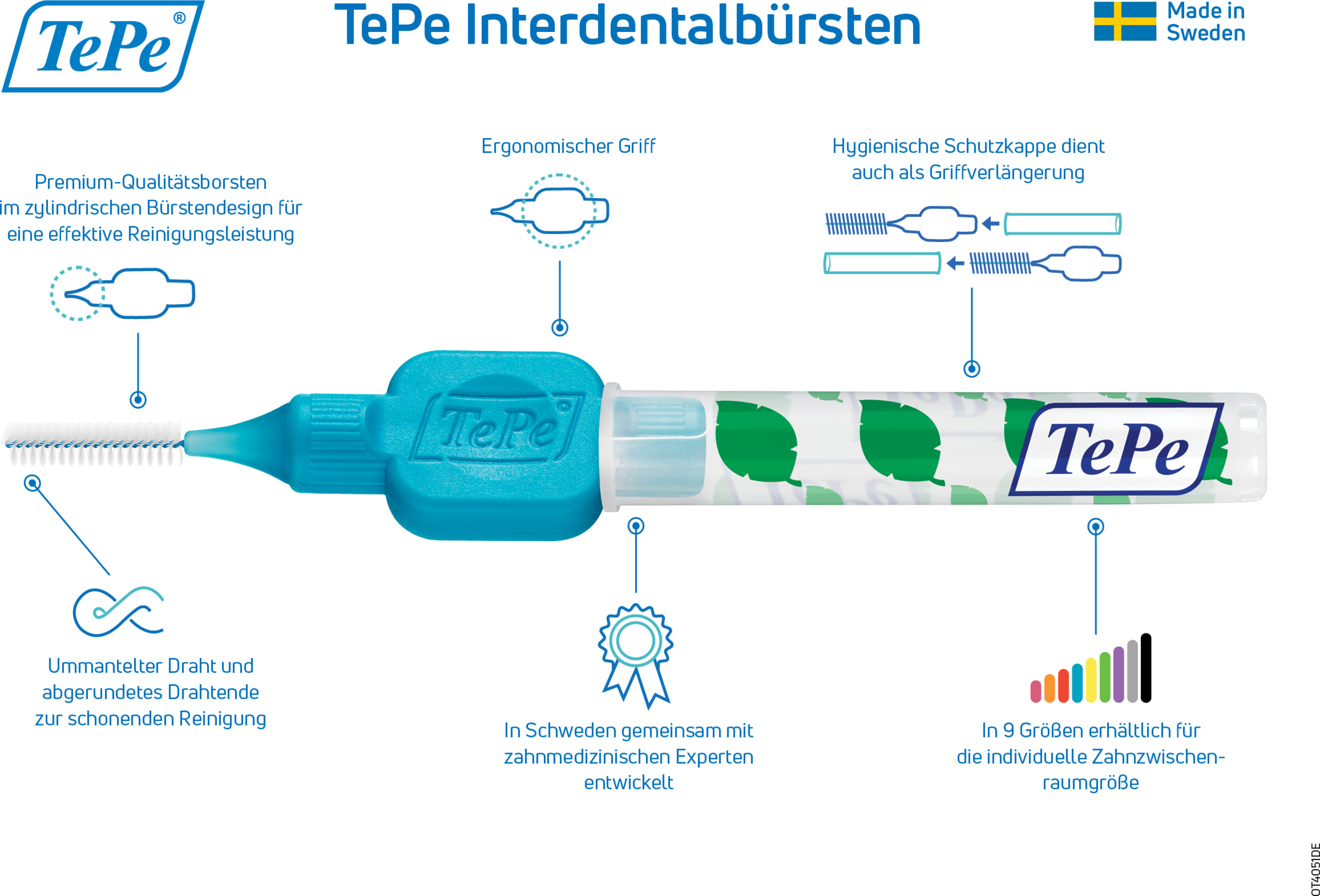 فرشاة ما بين الأسنان زرقاء، ISO 3، 0.6 ملم، 8 قطع 5