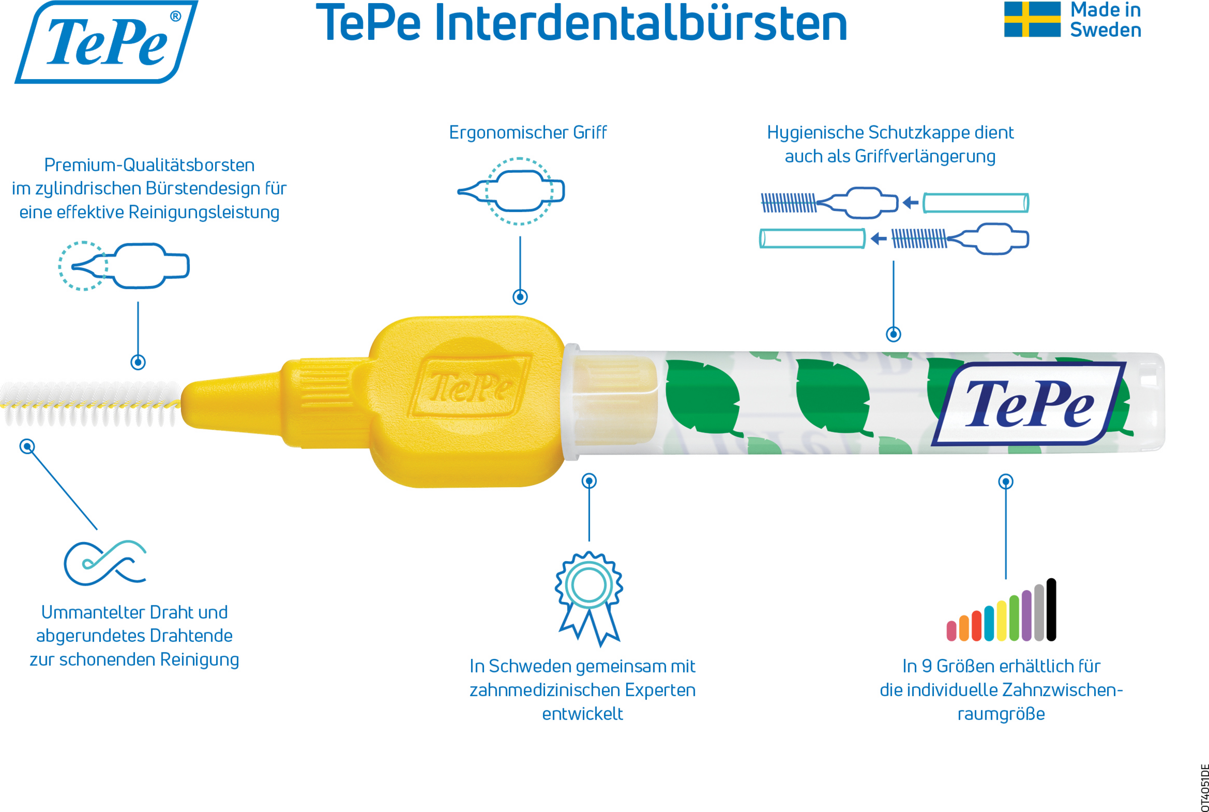 فرشاة ما بين الأسنان صفراء، ISO 4، 0.7 مم، 8 قطع 4