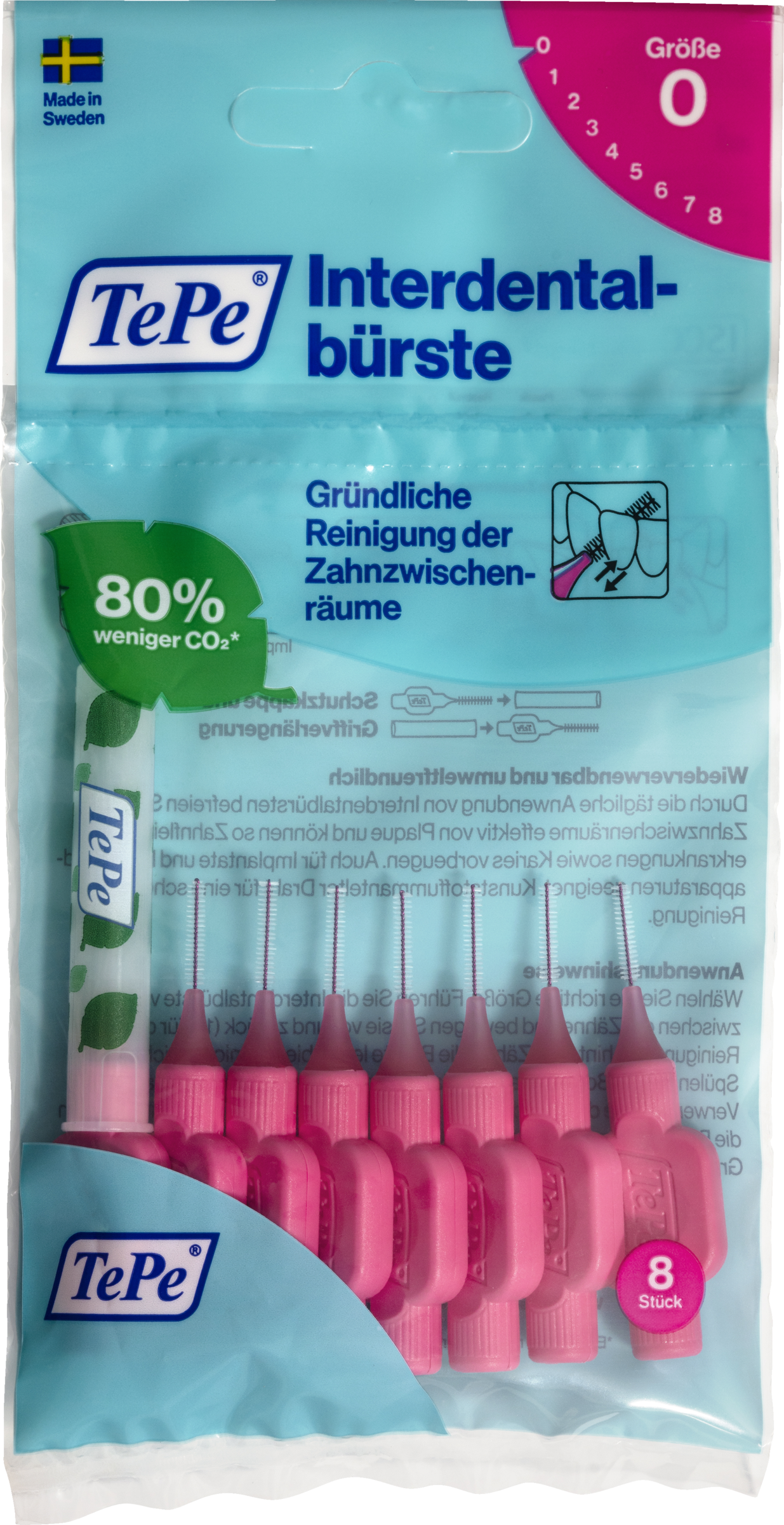 Interdentalbürsten Pink, ISO 0, 0,4 mm, 8 Stück