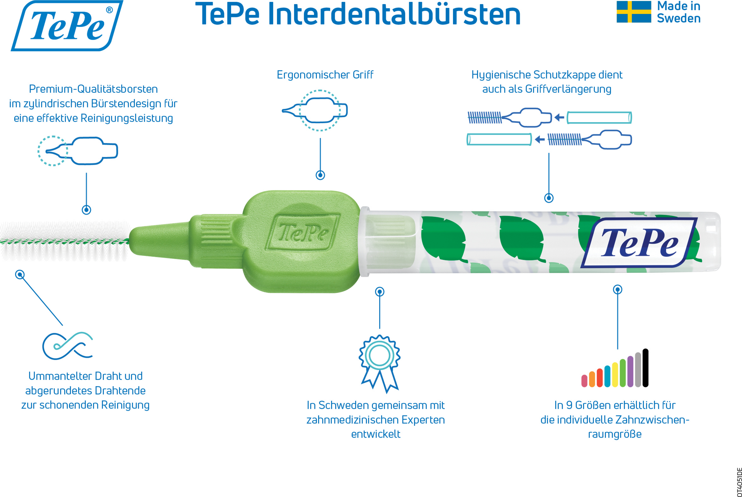 فرشاة تنظيف ما بين الأسنان خضراء، ISO 5، 0.8 مم، 8 قطع 7