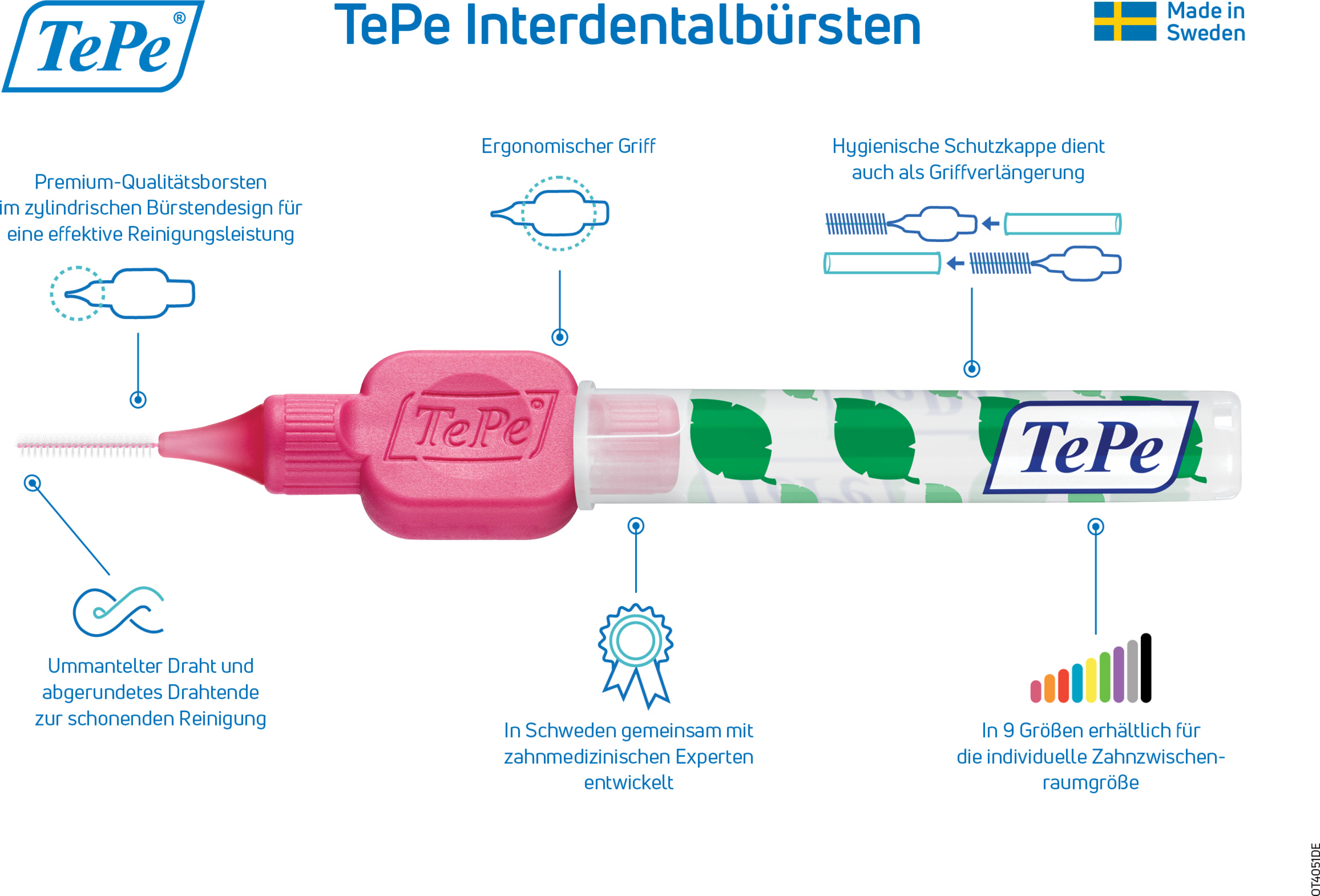 فرش أسنان بين الأسنان وردي، ISO 0، 0.4 مم، 8 قطع 6