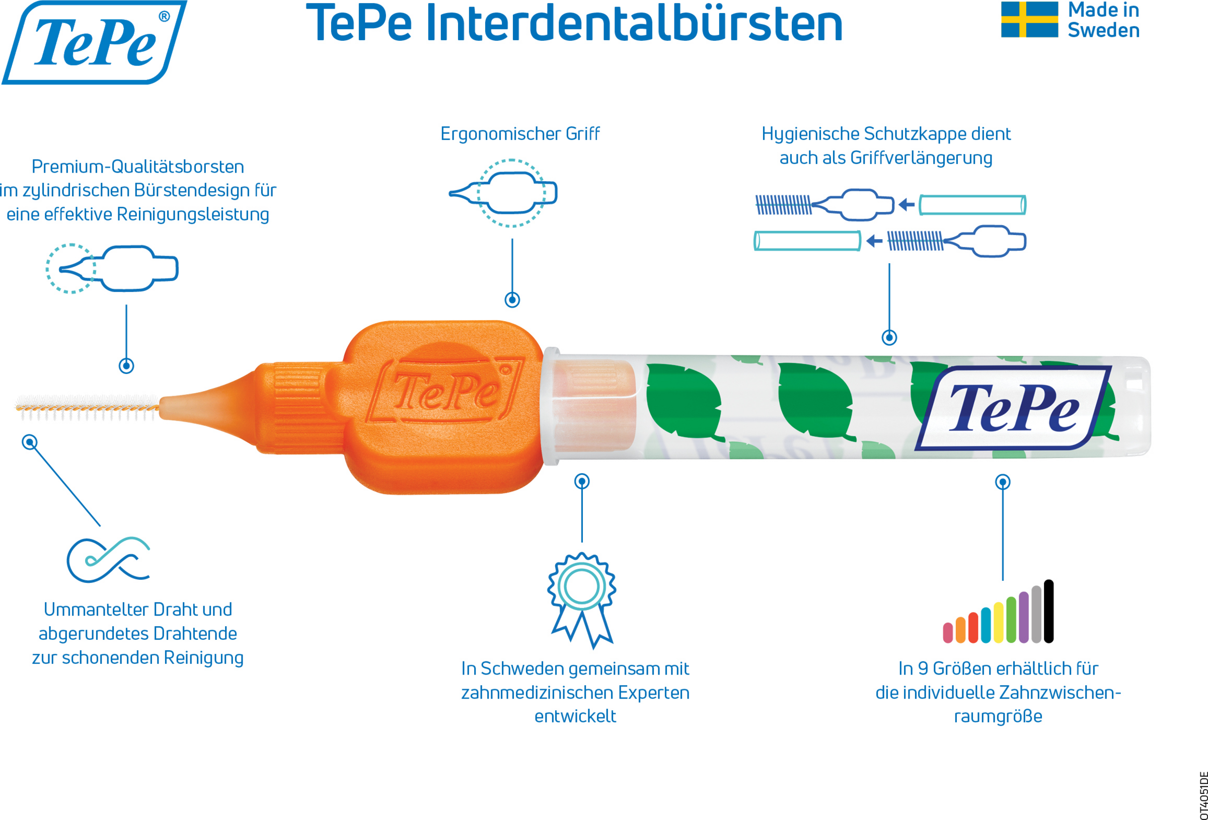 فرشاة أسنان بين الأسنان برتقالية، ISO 1، 0.45 مم، 8 قطع 7