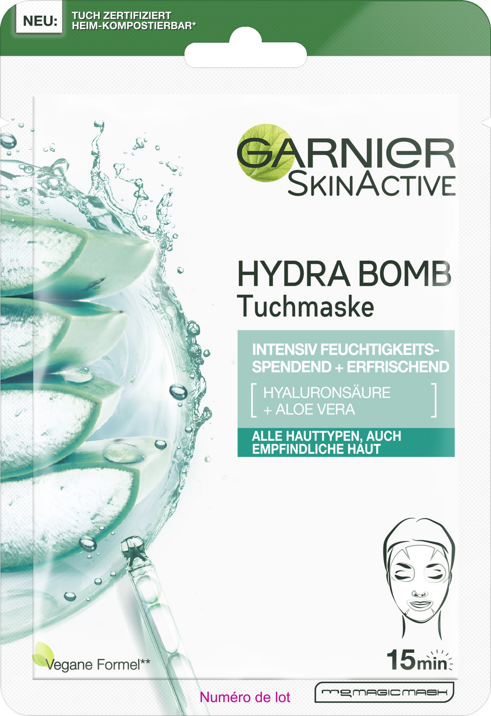 Garnier SkinActive Tuchmaske Hydra Bomb Aloe Vera Intensiv Feuchtigkeitsspendend