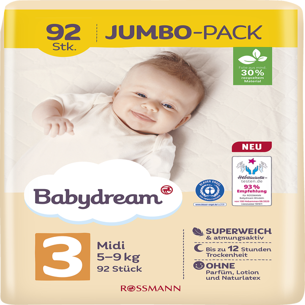 Babydream Windeln Jumbo Pack Midi Grosse 3 5 9 Kg Online Kaufen Rossmann De