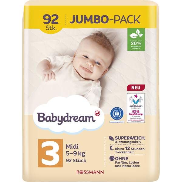 Babydream Windeln Jumbo Pack Midi Grosse 3 5 9 Kg Online Kaufen Rossmann De Babydream Windeln Jumbo Pack Midi Grosse 3 5 9 Kg Online Kaufen Rossmann De