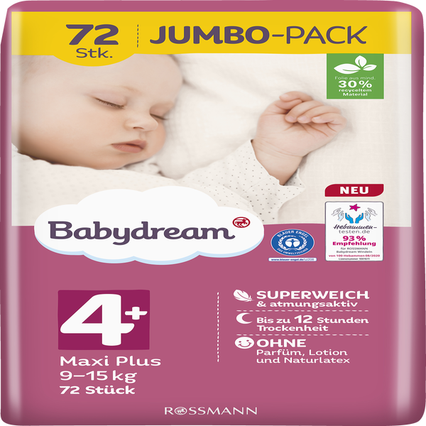 Babydream Windeln Jumbo Pack Maxi Plus Grosse 4 9 15 Kg Online Kaufen Rossmann De