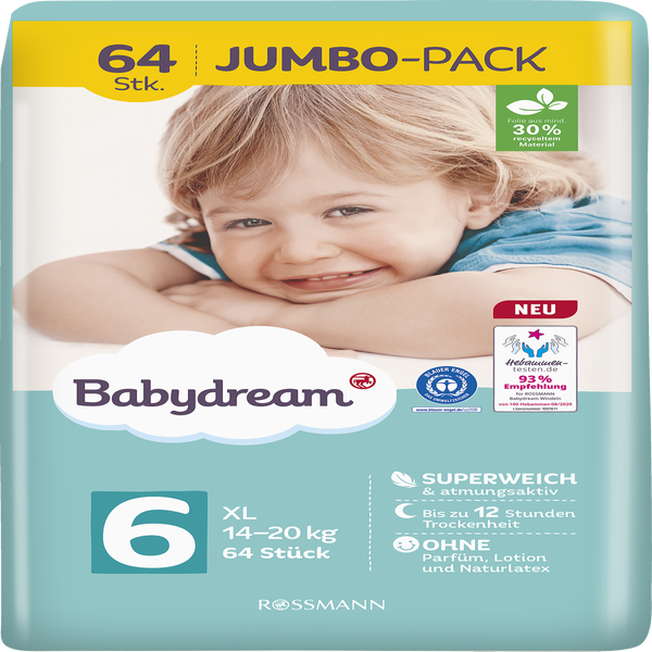 Babydream Windeln Jumbo Pack Xl Grosse 6 14 20kg Online Kaufen Rossmann De