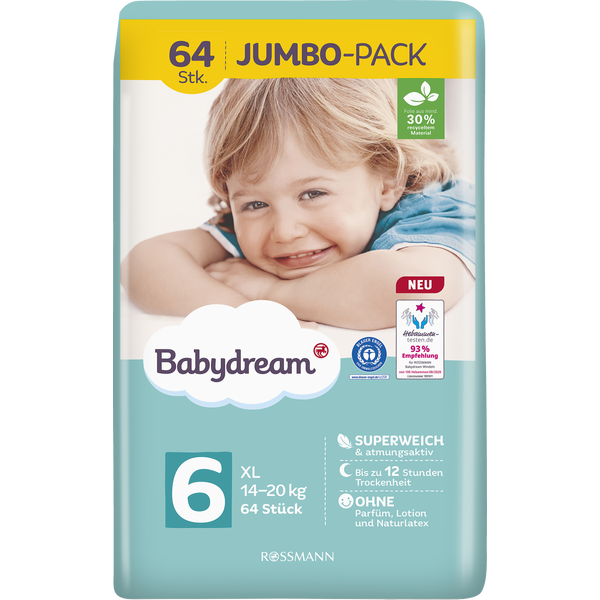 Babydream Windeln Jumbo Pack Xl Grosse 6 14 20kg Online Kaufen Rossmann De Babydream Windeln Jumbo Pack Xl Grosse 6 14 20kg Online Kaufen Rossmann De