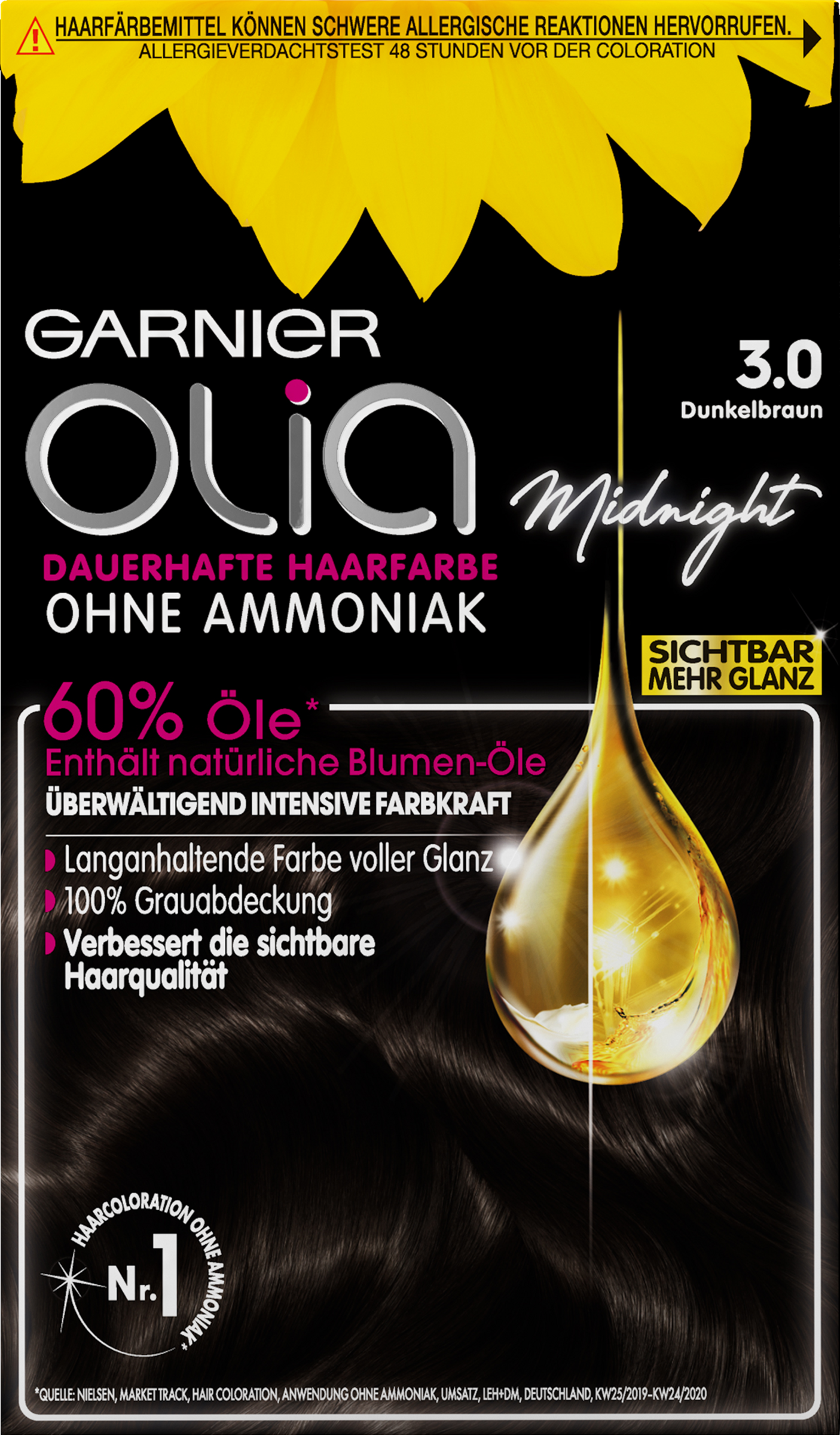 Garnier Olia Dauerhafte Haarfarbe Coloration 3.0 Dunkelbraun