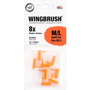 مجموعة من 8 فرش أسنان بين الأسنان، عبوة إعادة تعبئة، مقاس M/L