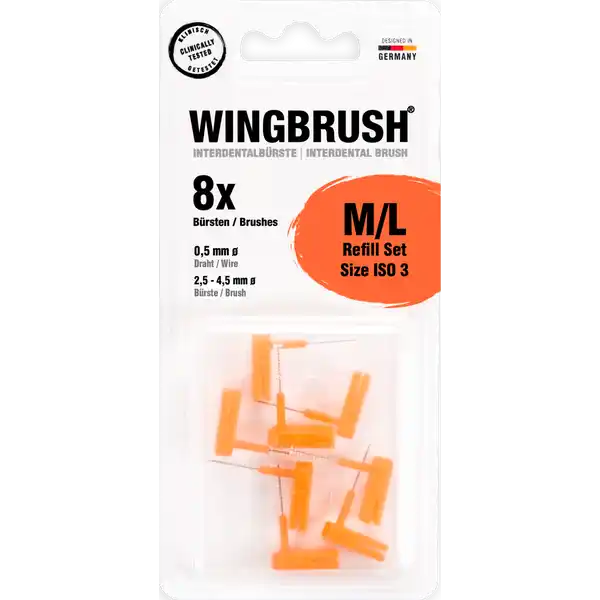 مجموعة من 8 فرش أسنان بين الأسنان، عبوة إعادة تعبئة، مقاس M/L