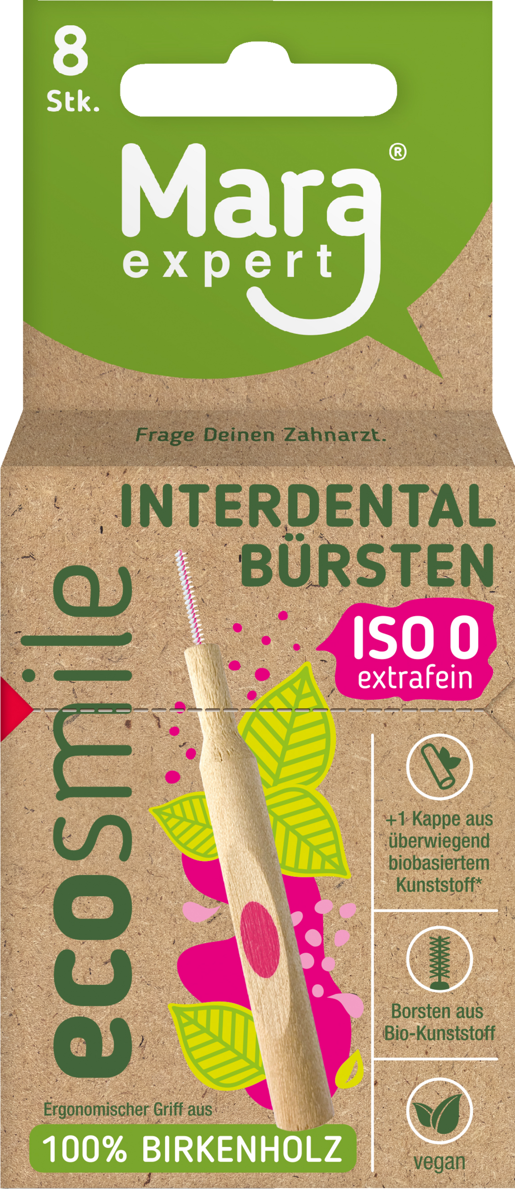 Ecosmile فرشاة خشبية لتنظيف ما بين الأسنان ISO 0 فائقة النعومة