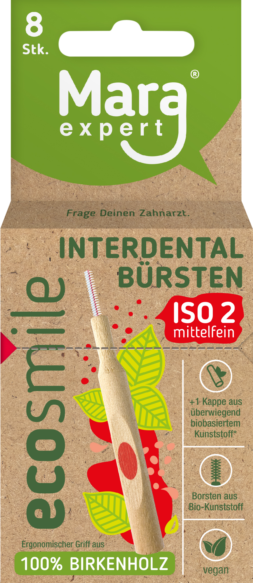 فرشاة أسنان خشبية Ecosmile بين الأسنان ISO 2 متوسطة النعومة