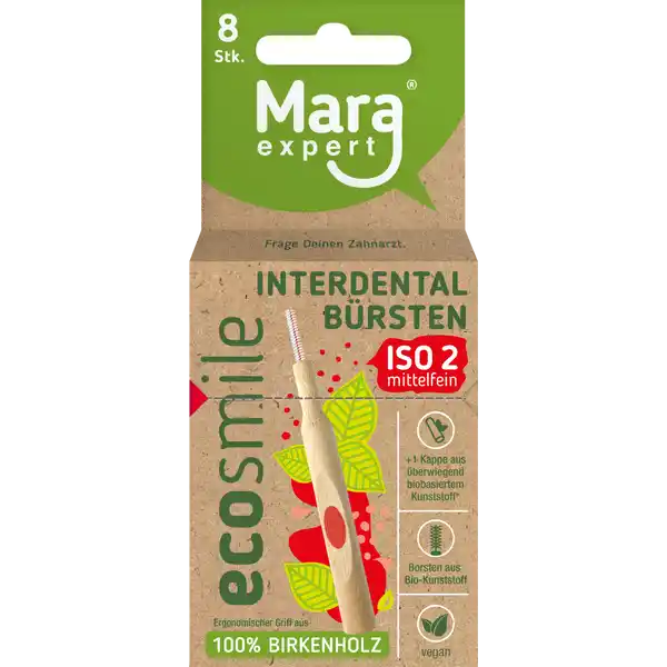 فرشاة أسنان خشبية Ecosmile بين الأسنان ISO 2 متوسطة النعومة