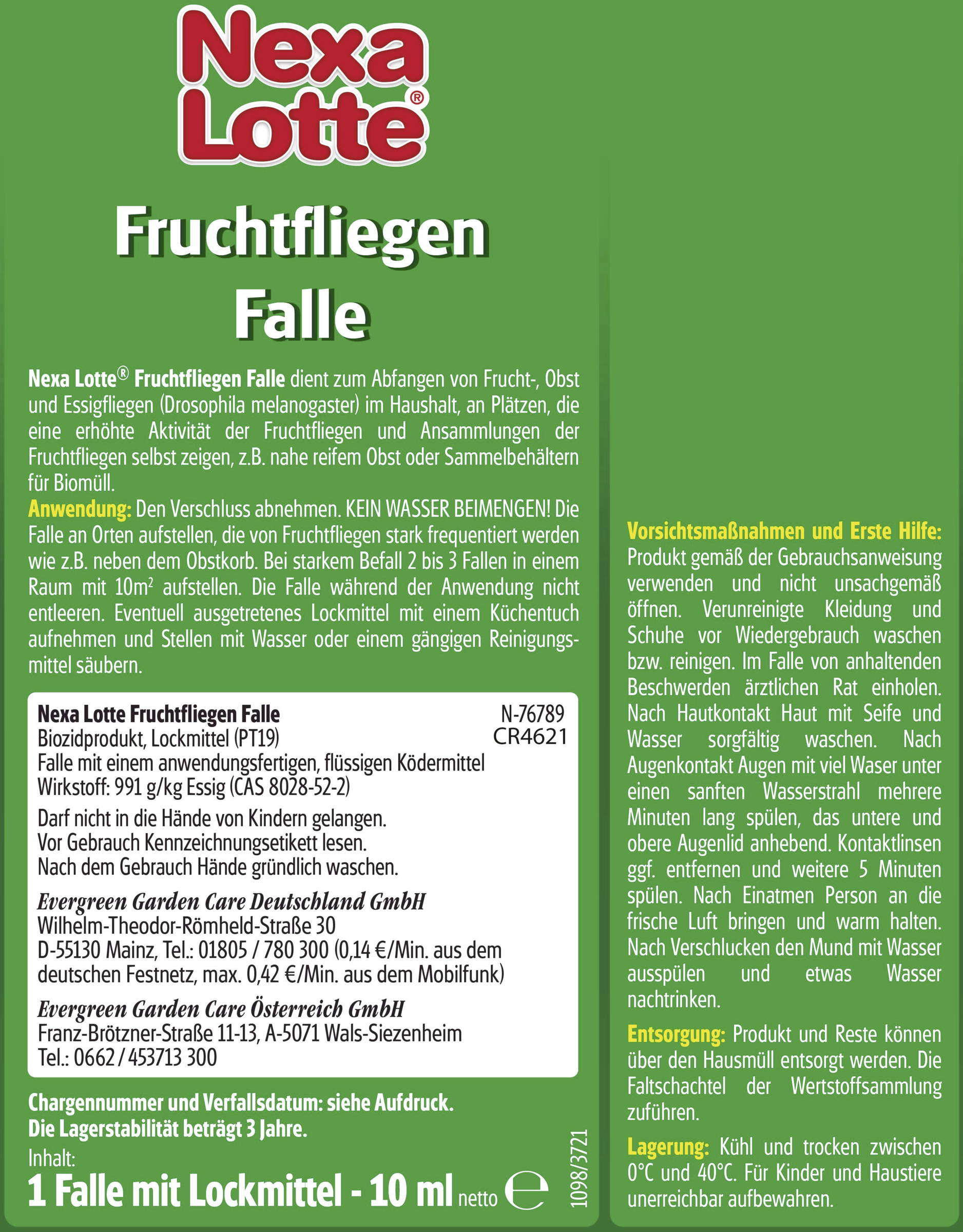 12 Stück Nexa Lotte Fliegenfalle FRUCHTFLIEGENFALLE Ver0€ 3x4-er 1,21€/Stück 