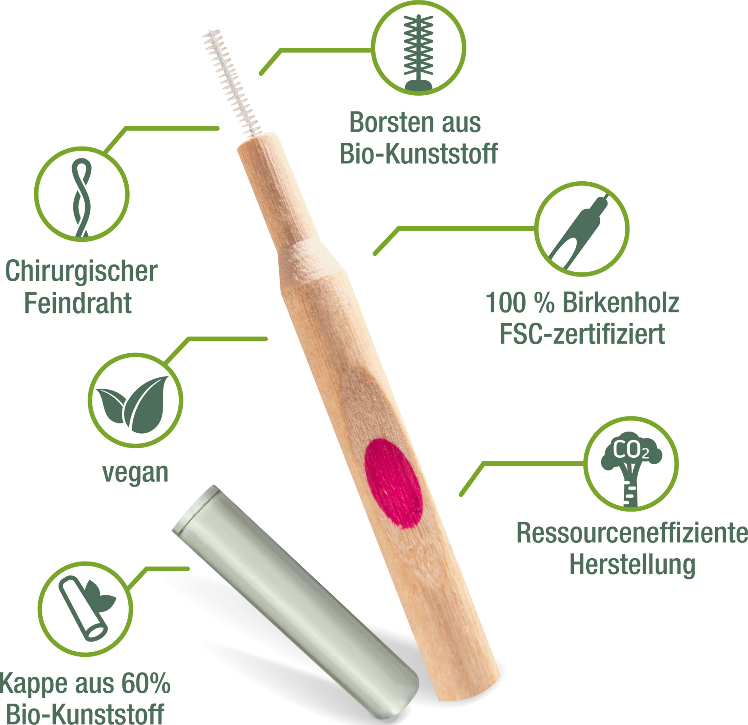 فرشاة أسنان خشبية Ecosmile بين الأسنان ISO 2 متوسطة النعومة 3