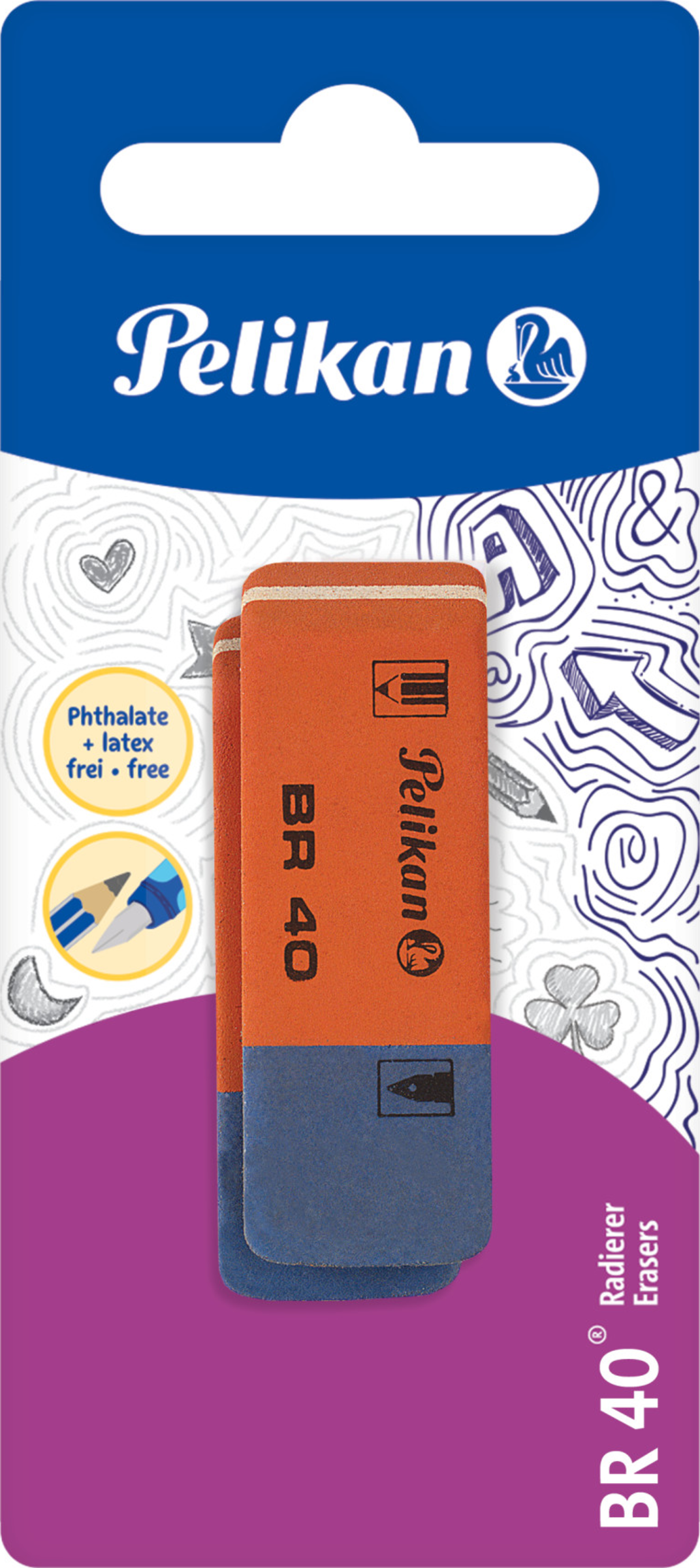 Pelikan Kautschukradierer BR40, blau-rot