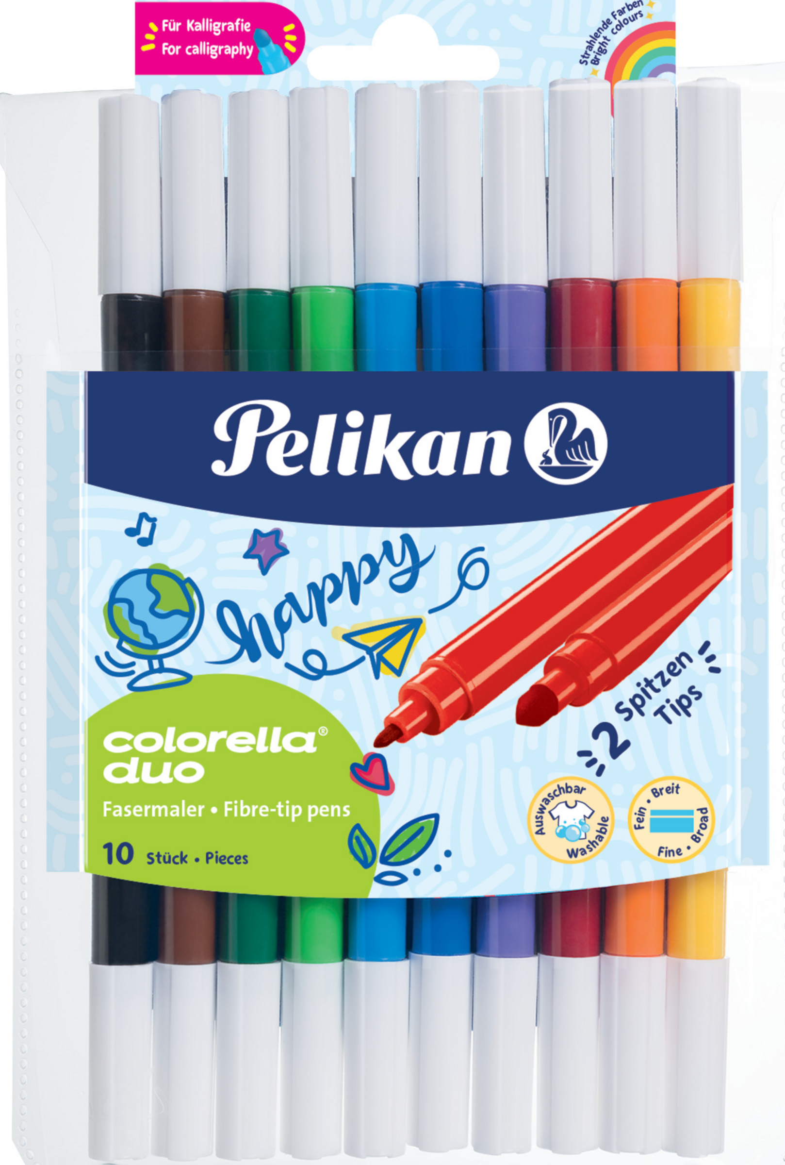 Pelikan Colorella Duo Fasermaler Etui mit 10 Farben