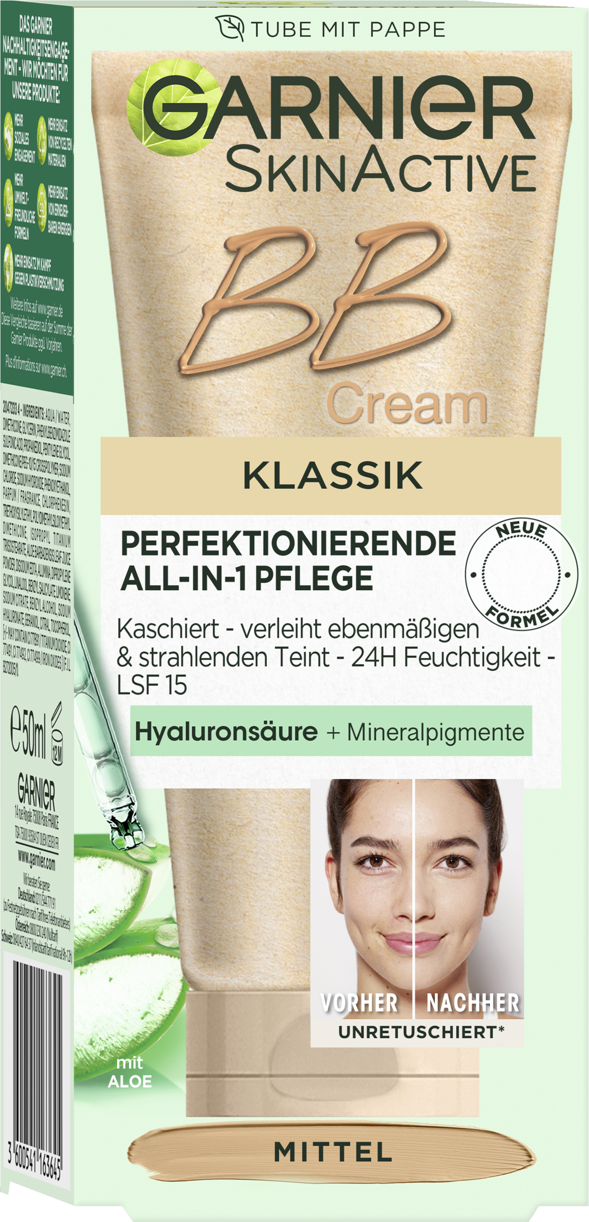 Garnier SkinActive BB Cream Klassik All-in-1 Pflege Mittel 24H Feuchtigkeit LSF 15